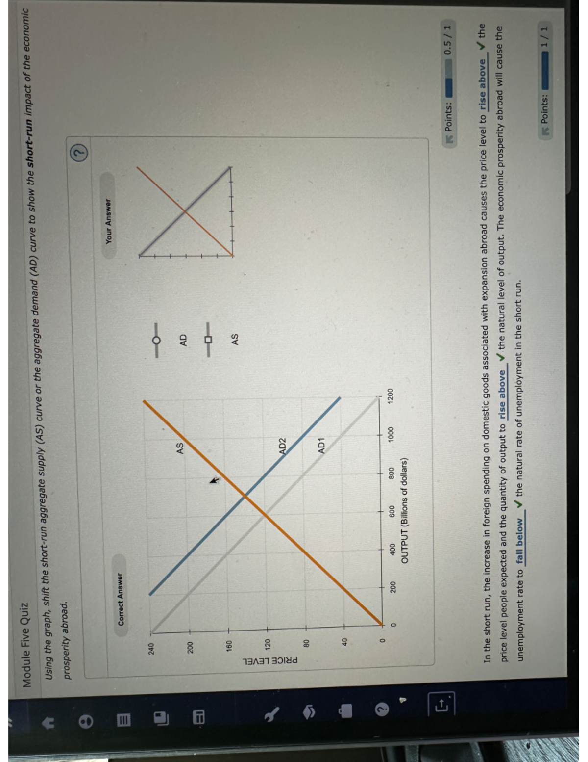 Module 5 quiz2 - Module Five Quiz Using the graph, shift the aggregate ...