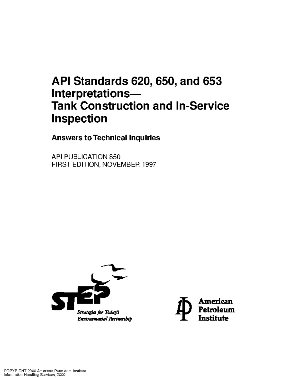 API Standards 620, 650, and 653: Technical Inquiries and ...