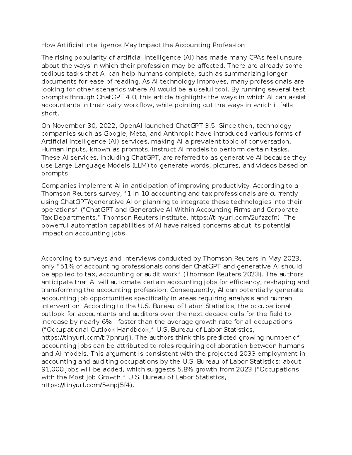 AI's Transformative Impact on the Accounting Profession: Insights and ...