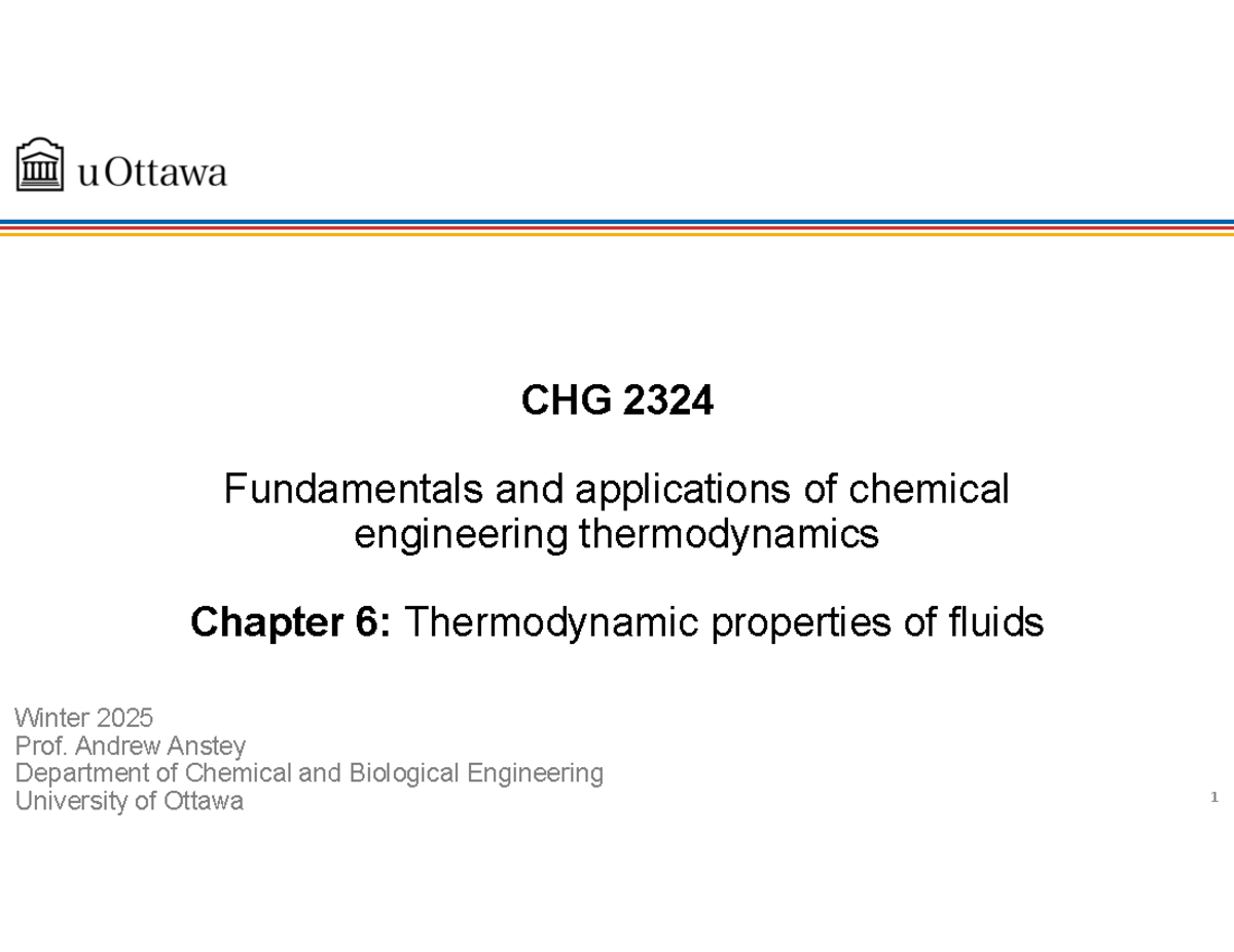 Chapter 8 - thermodynamics properties of fluids - Winter 2025 Prof ...