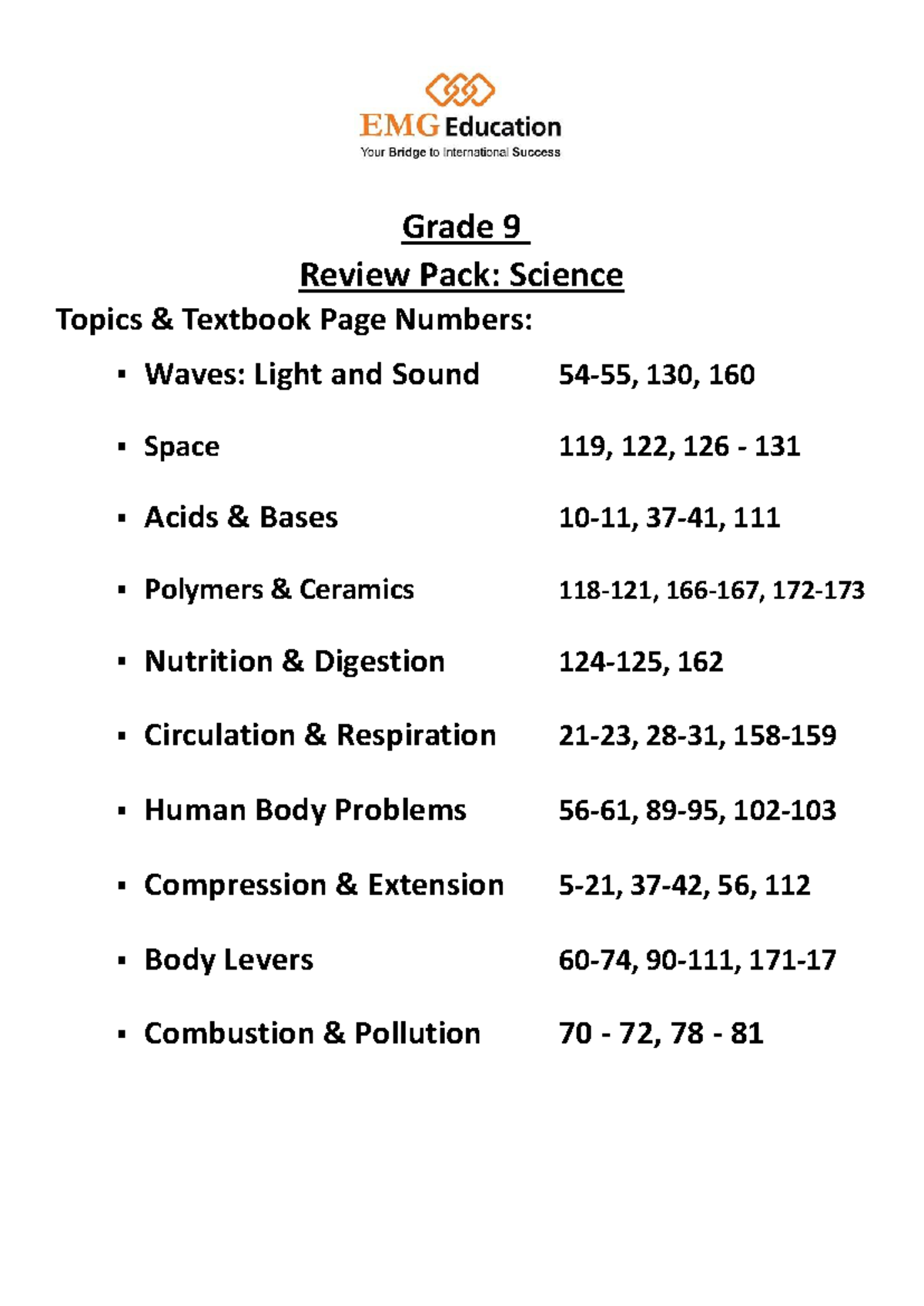 Grade 9 Science Endterm Review Pack: Key Topics & Concepts - Studocu