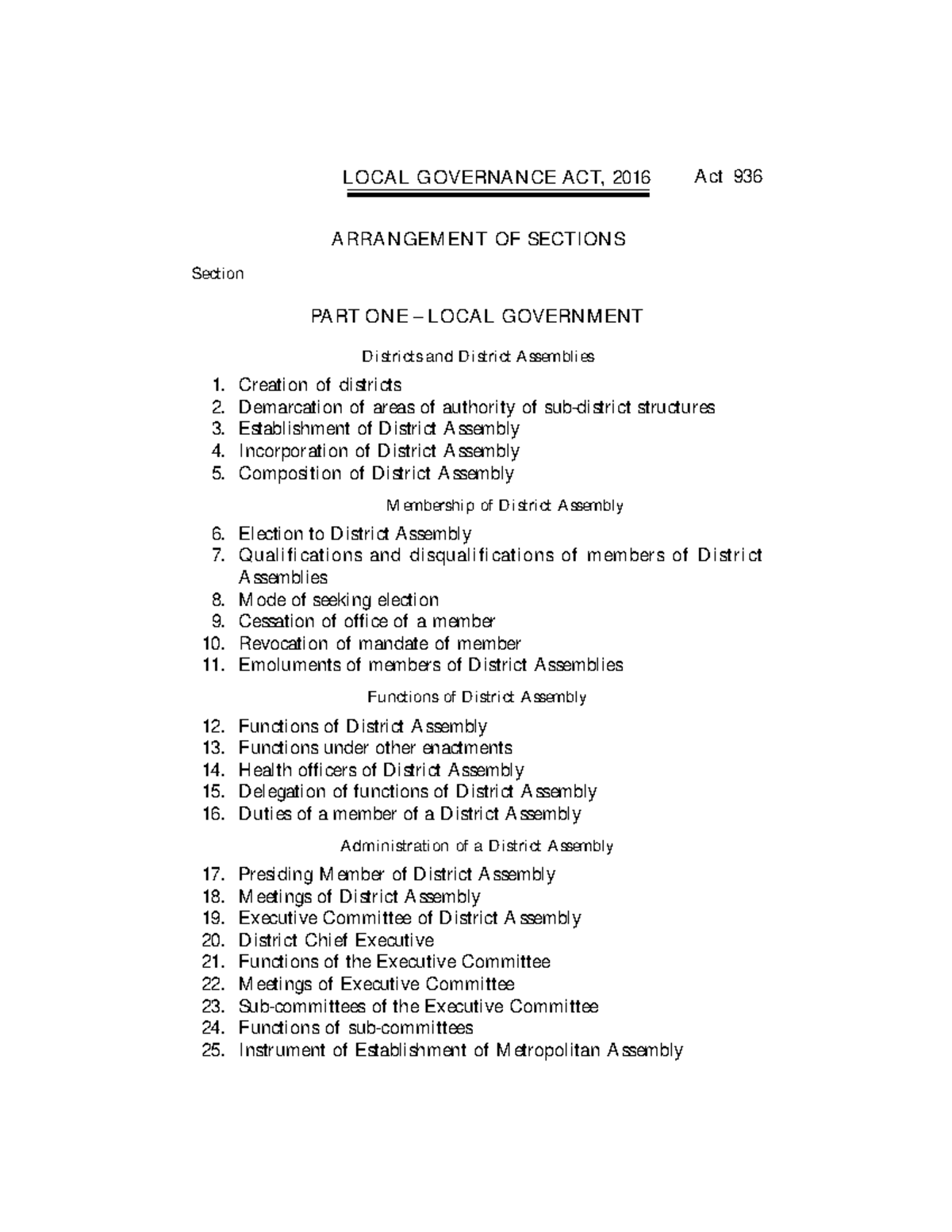 Local Governance Act, 2016: Comprehensive Overview and Analysis - Studocu