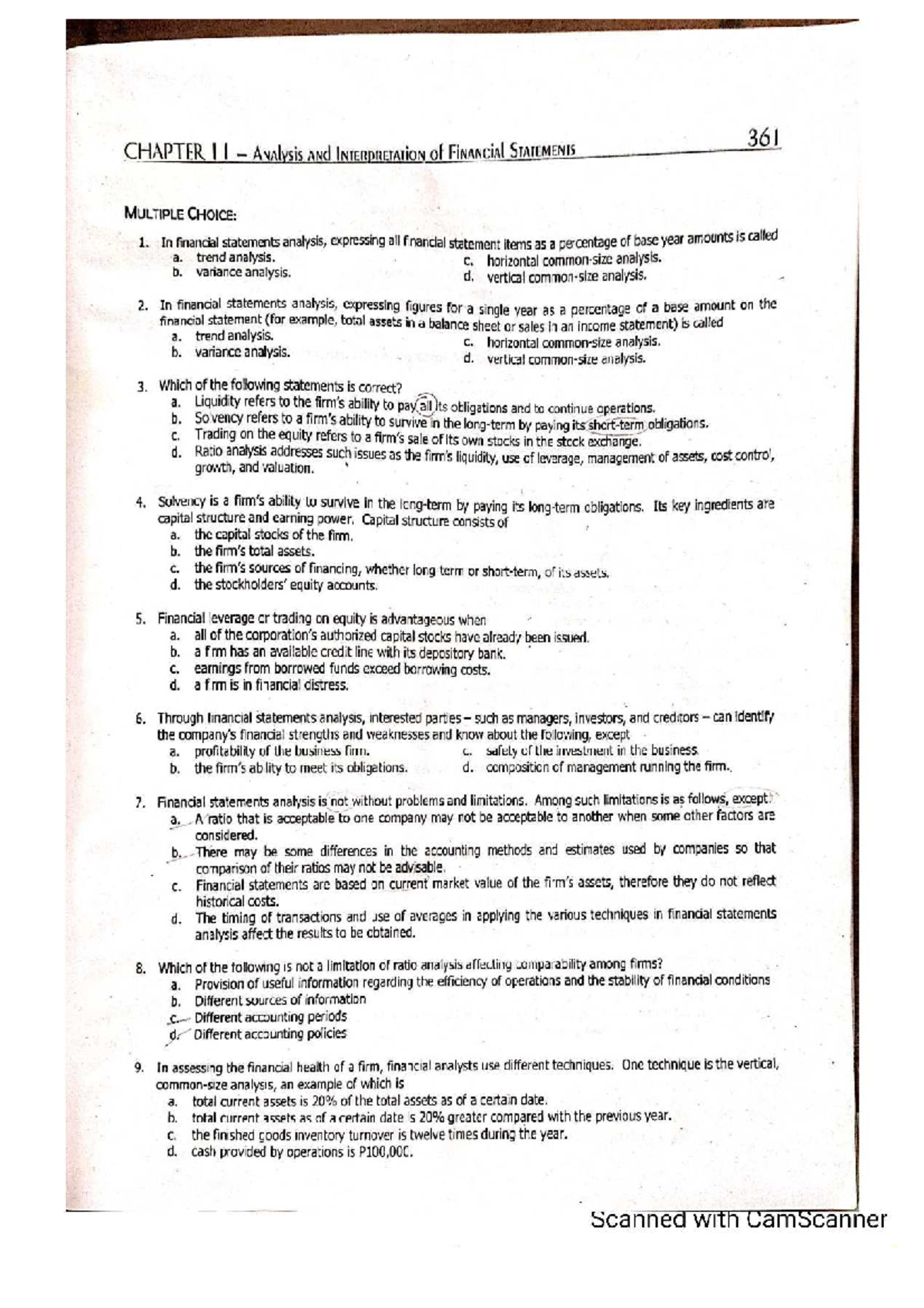 361 Chapter analysis and interpretation of financial statements - Studocu