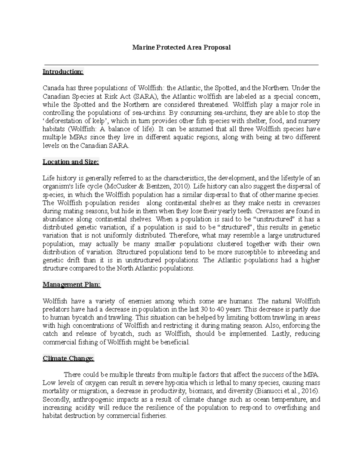 MPA Proposal - Marine Protected Area Proposal Introduction: Canada has ...