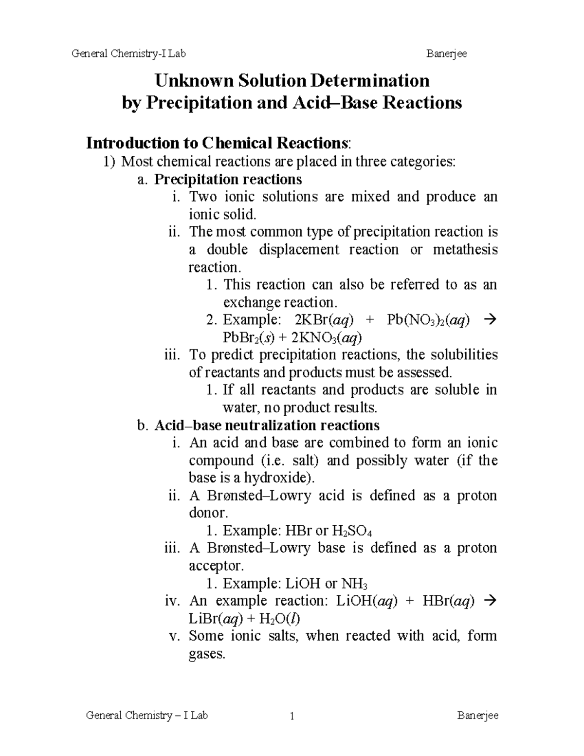 Lab #4 - Unknown Solution Determination by Reactions Summer 2016-2 ...