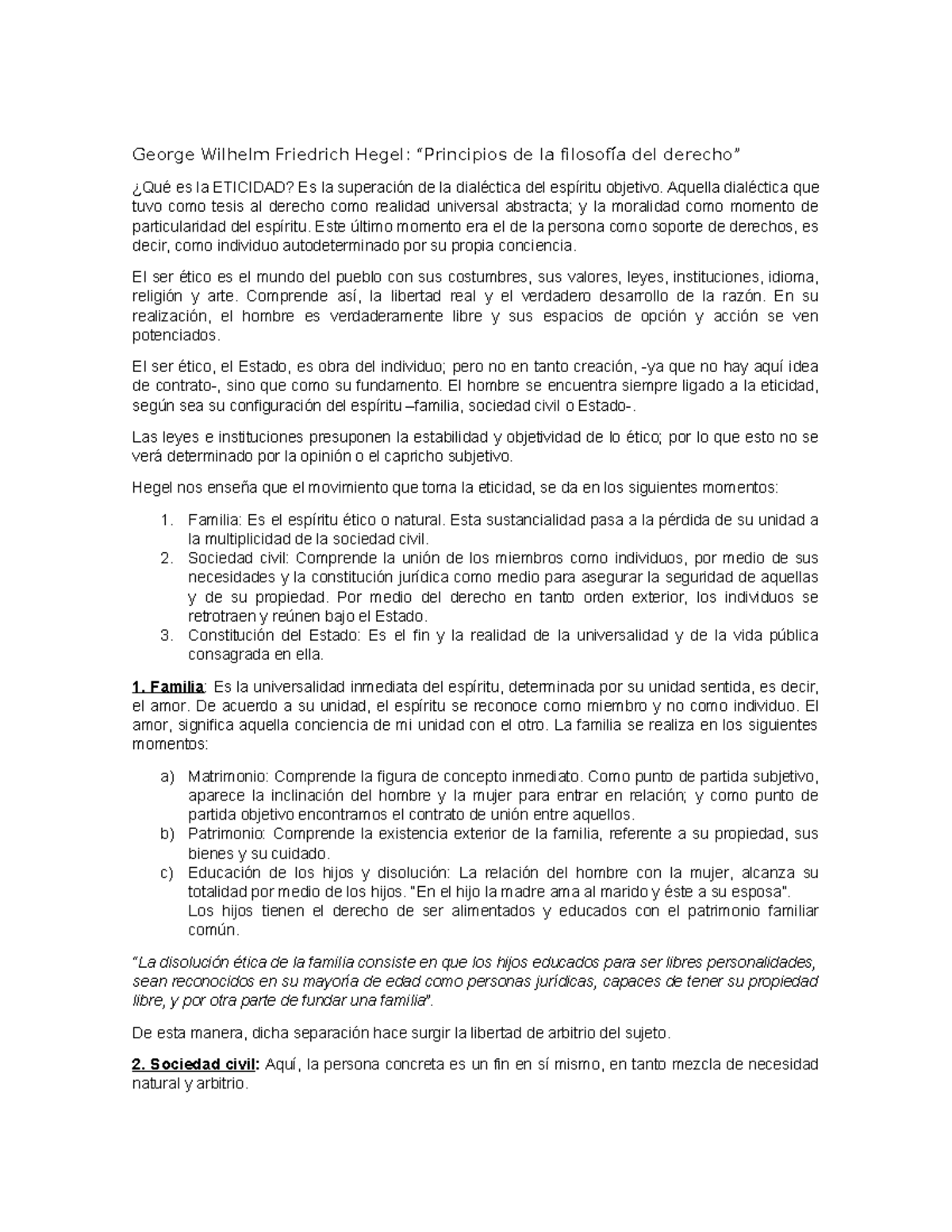 Hegel: Principios de la Filosofía del Derecho y la Eticidad - Document Preview