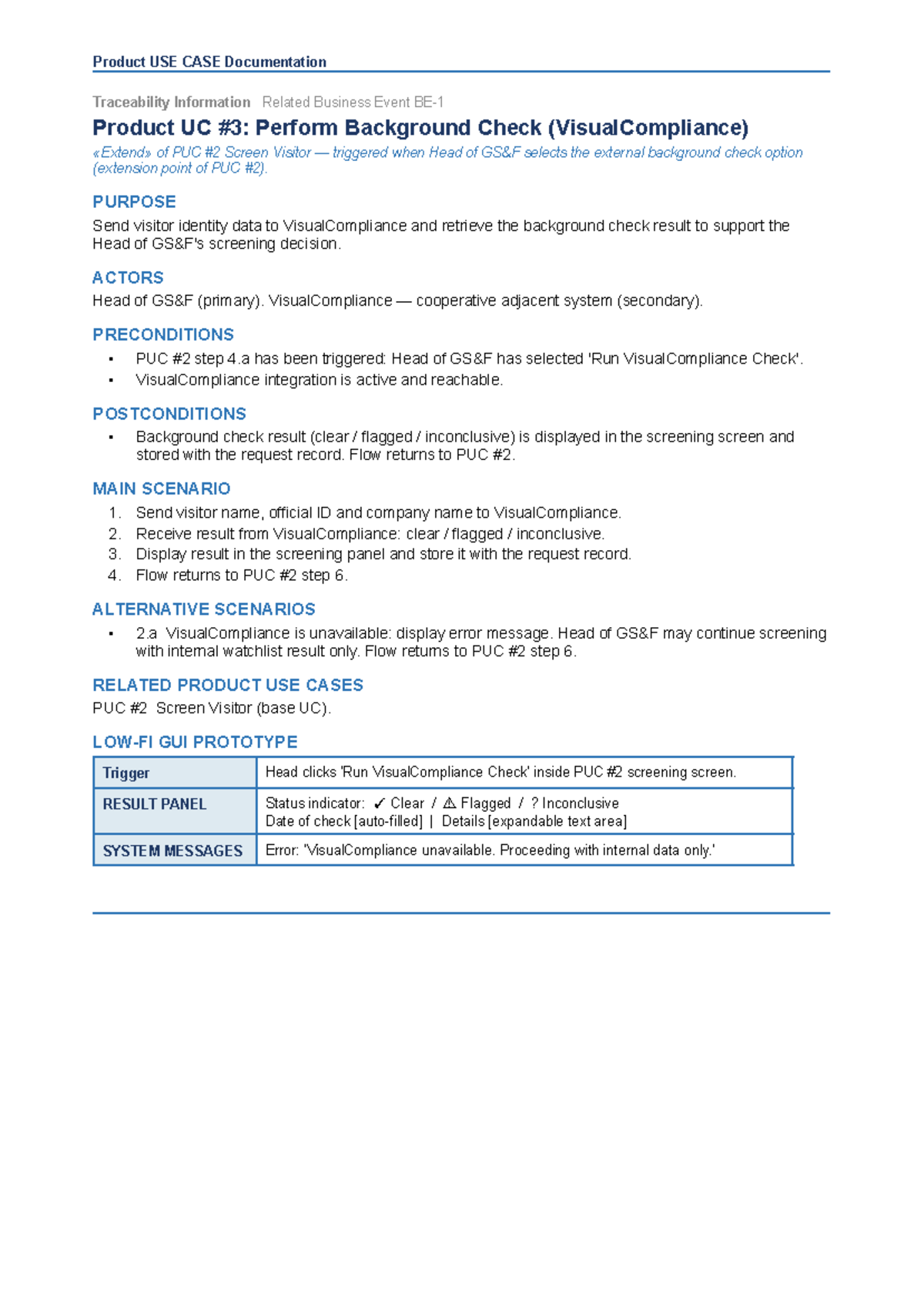 Veltrix P2 - Product USE CASE Documentation: Background Check ...