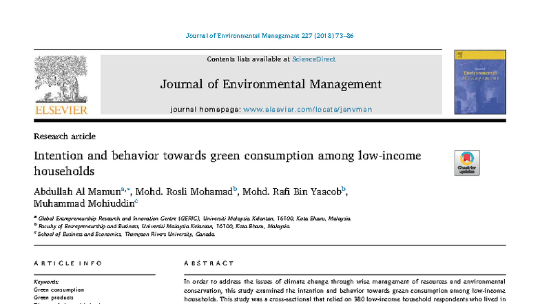 Intention and Behavior Towards Green Consumption in Households: A Study ...
