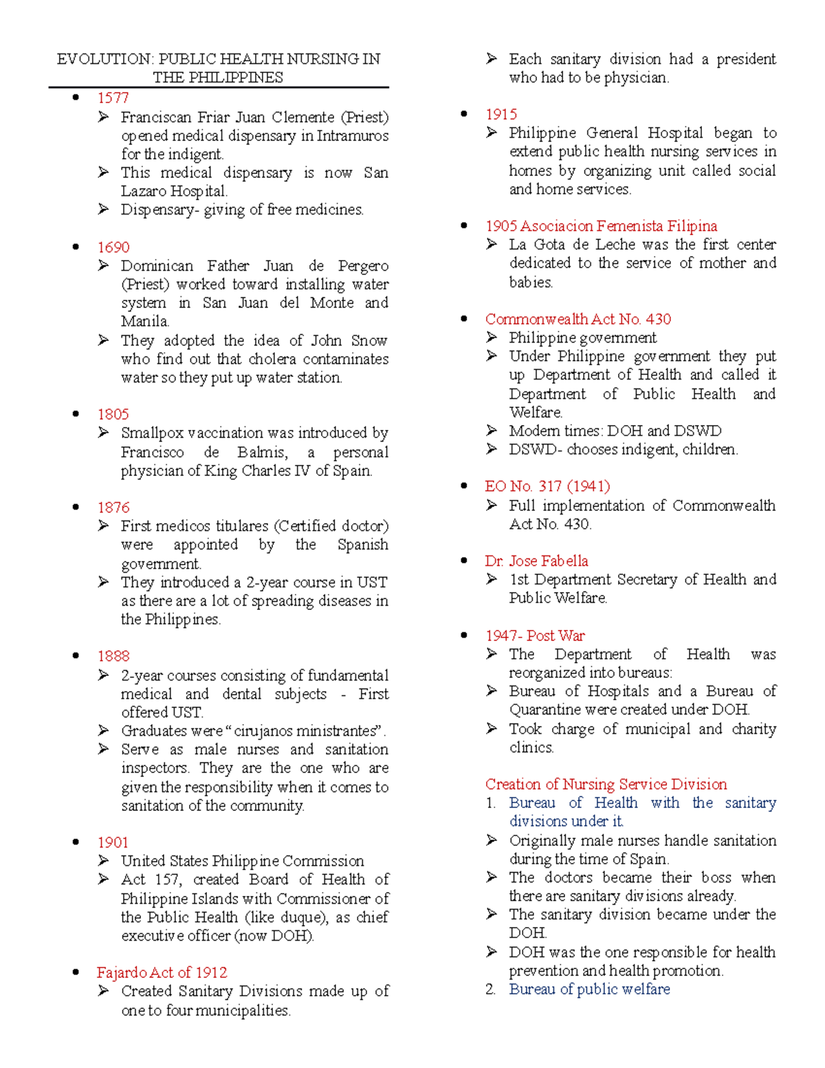CHN- Historical Overview of Public Health Nursing in the PH - Studocu