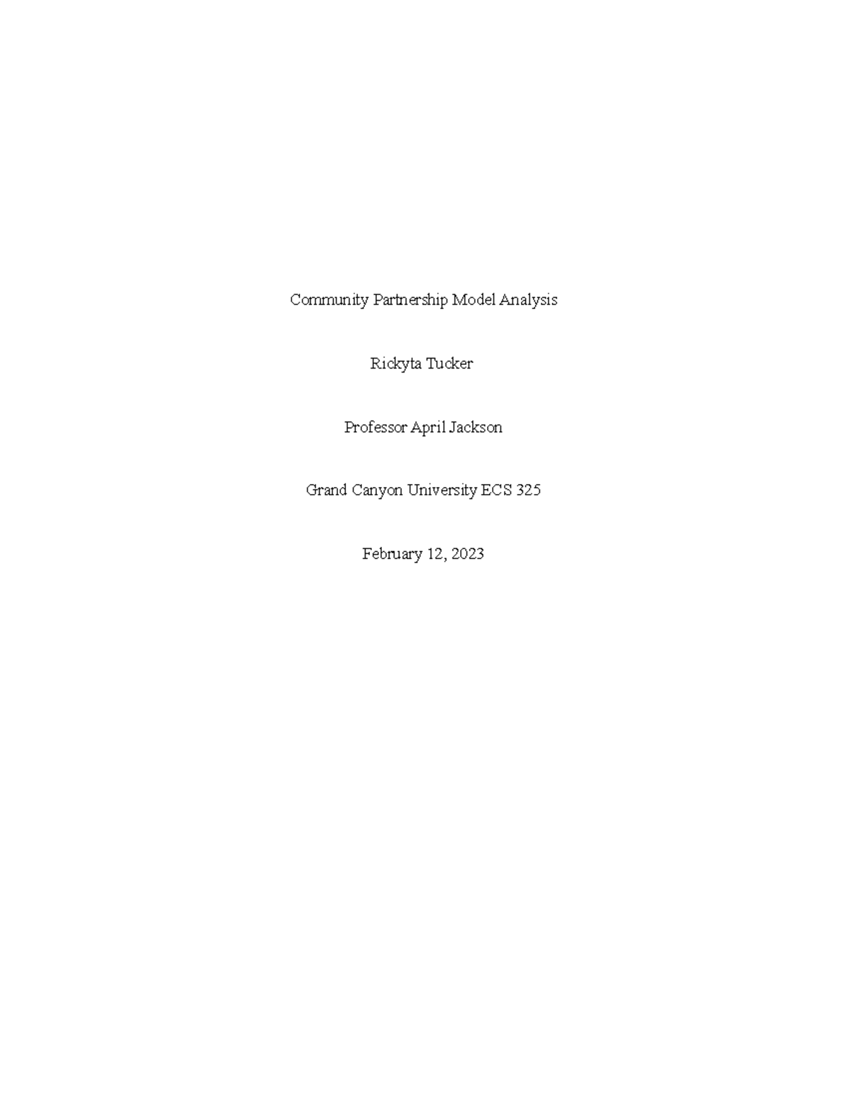 Community Partnership Model Analysis - Community Partnership Model ...