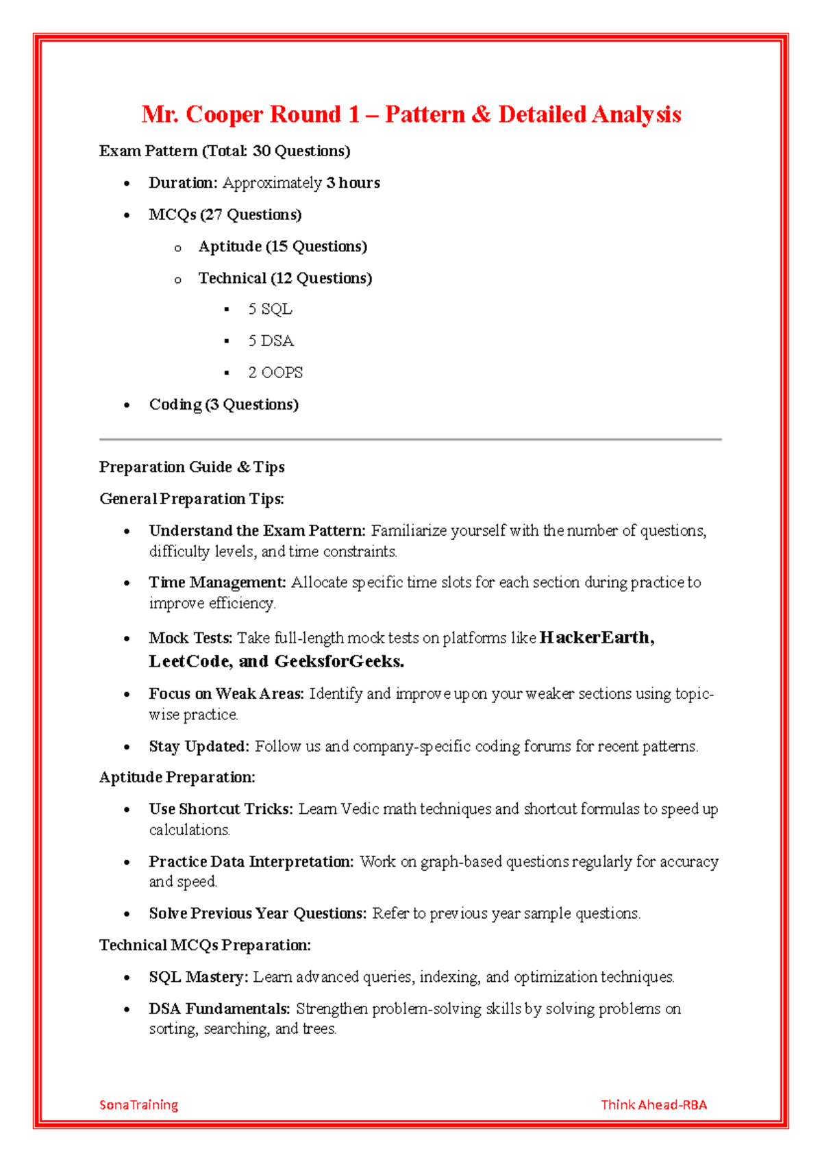 Mr. Cooper Exam Pattern Analysis: Detailed Prep Guide (30 Qs) - Studocu