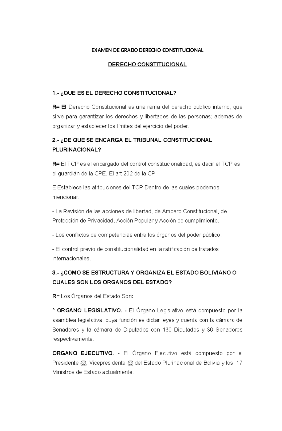 Derecho Constitucional: Examen de Grado Corregido (Ejercicio 2023 ...