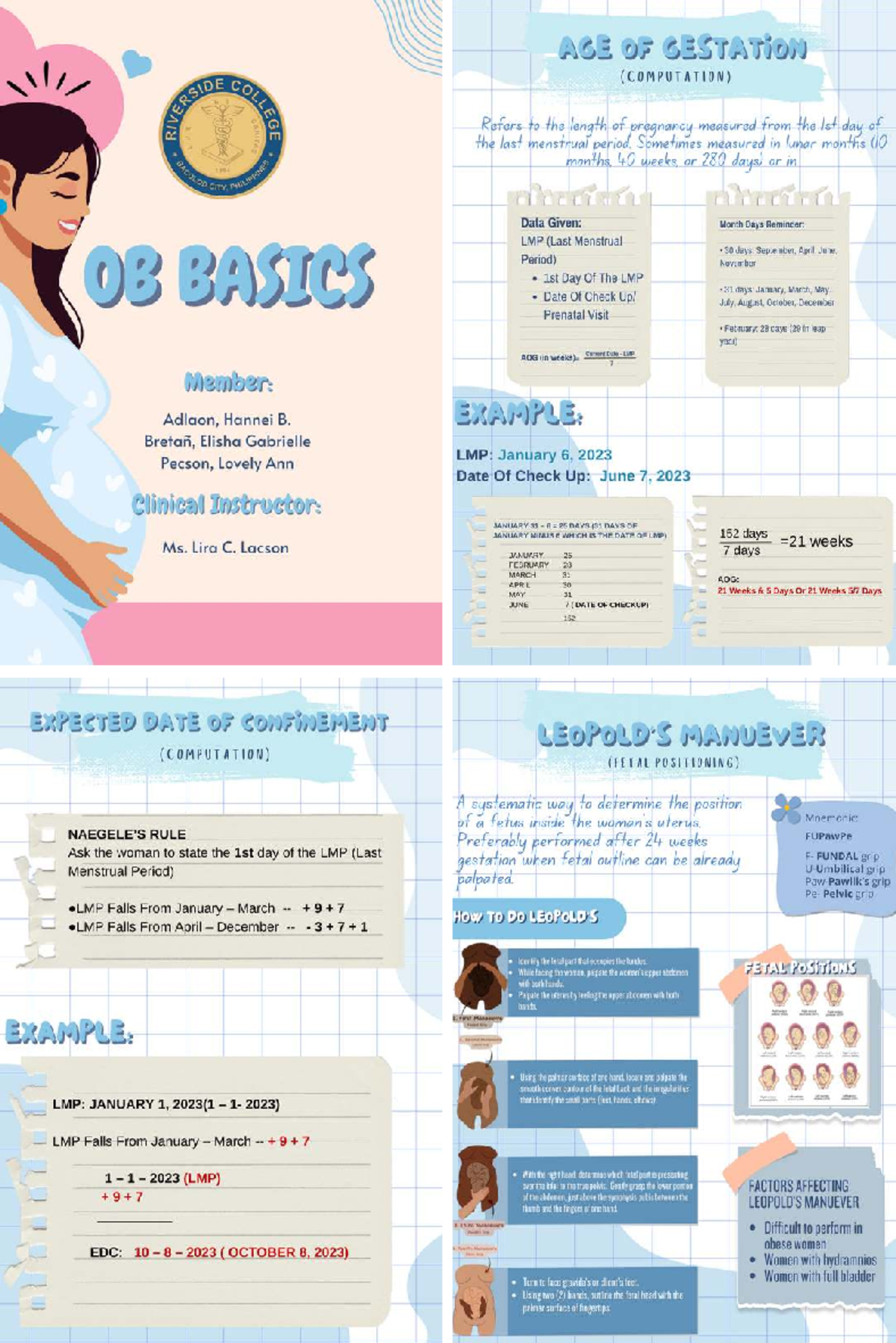 AGE OF GESTATION COMPUTATION: OB BASICS (DIVERSIDE COLL) - Studocu