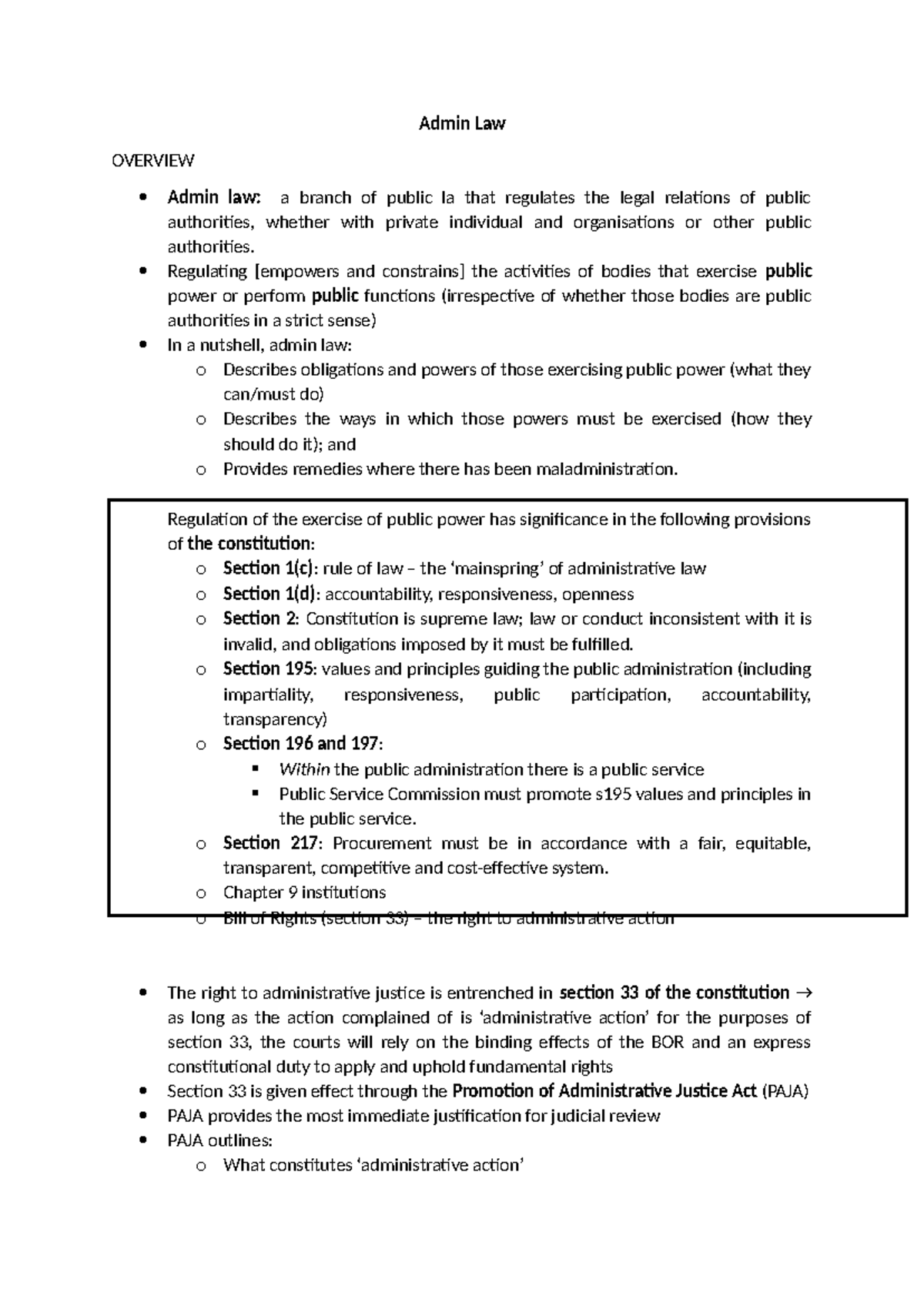Admin Law (LAW 101): Comprehensive Study Notes on Administrative Powers ...