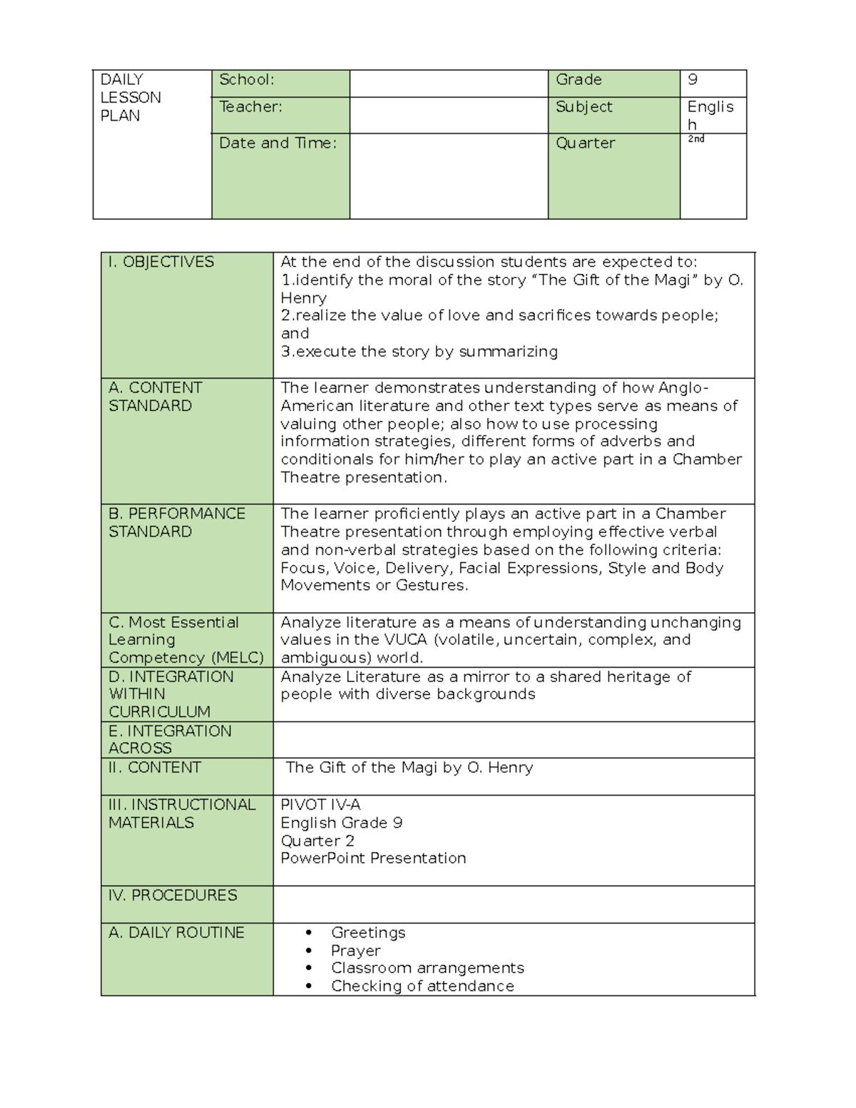 DLP- Format-PT-10-28-24 - I. OBJECTIVES At the end of the discussion ...