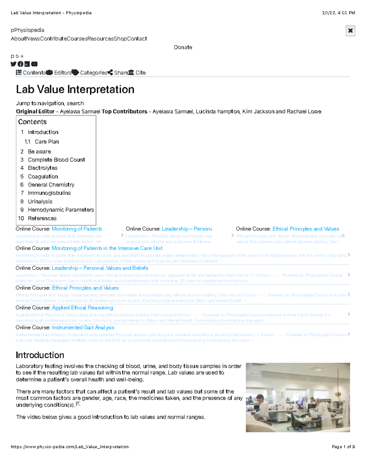Lab Value Interpretation - Physiopedia - pPhysiopedia ...