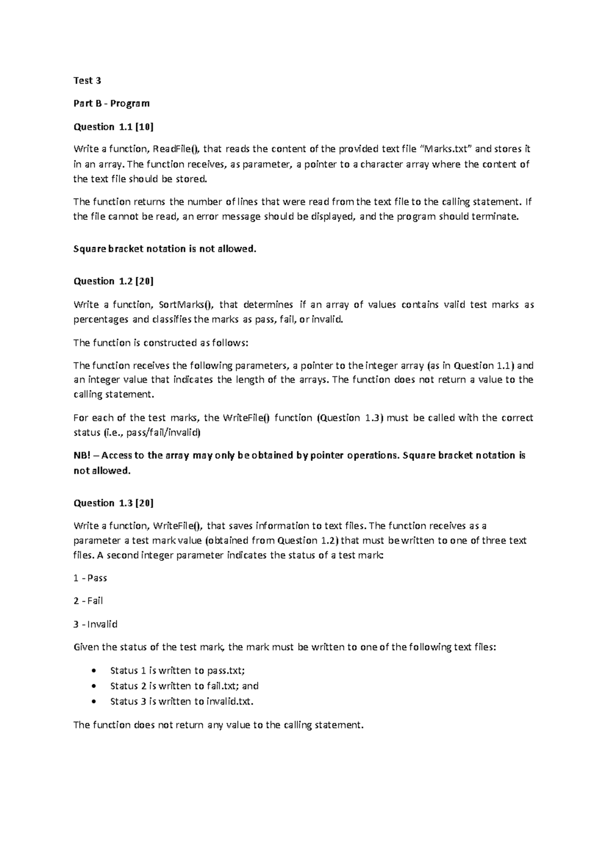 Test 3 - Programming Functions and File Operations - Studocu