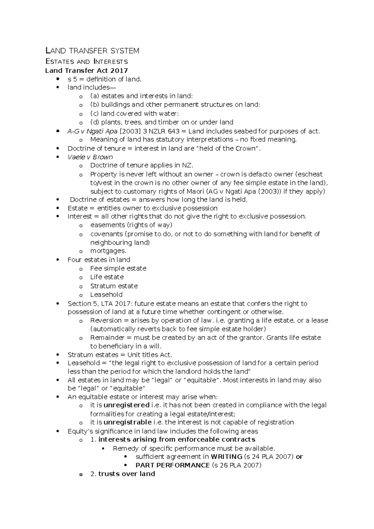 LAND 101: Comprehensive Exam Notes on the Land Transfer System - Studocu