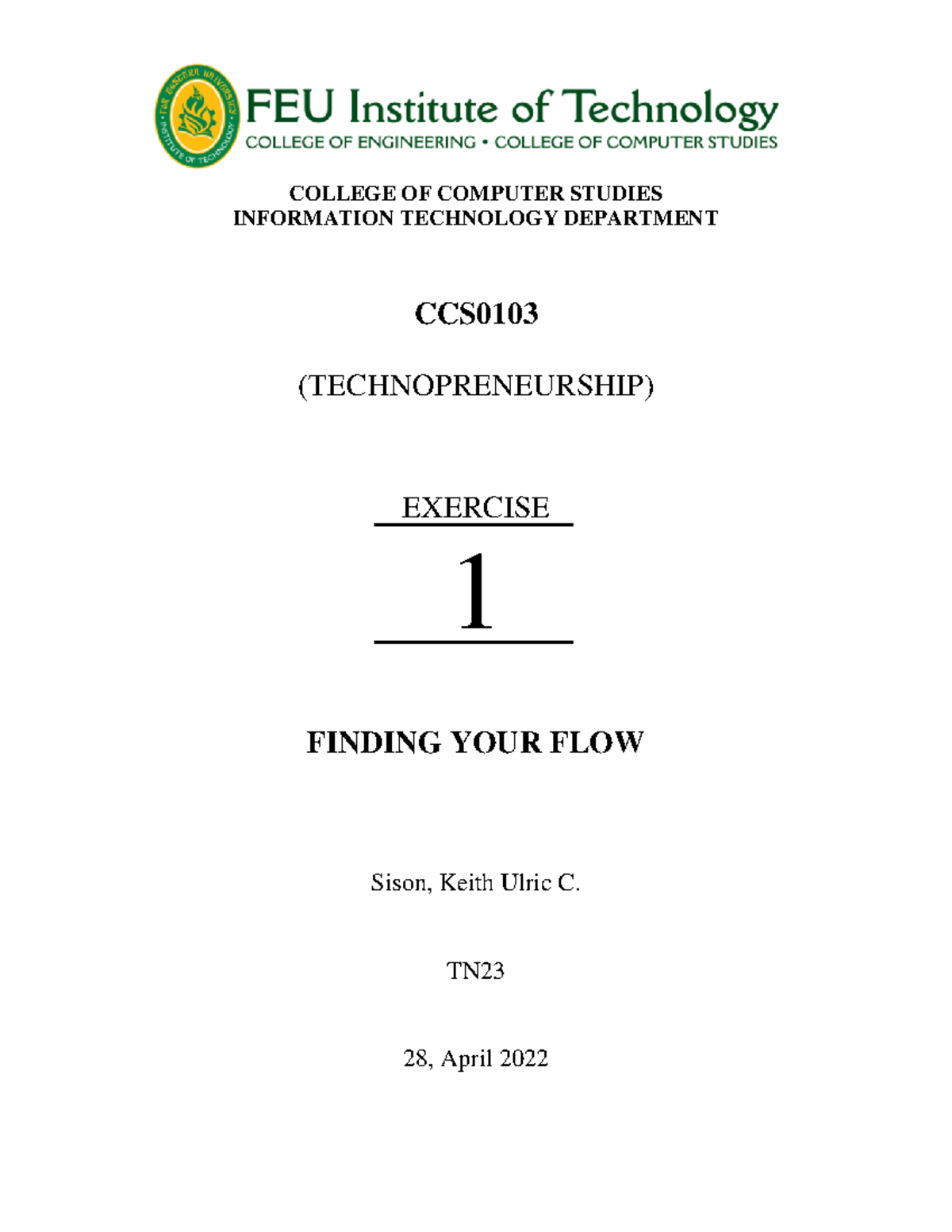 CCS TN Exercise: Understanding Your Flow in Computer Programming - Studocu