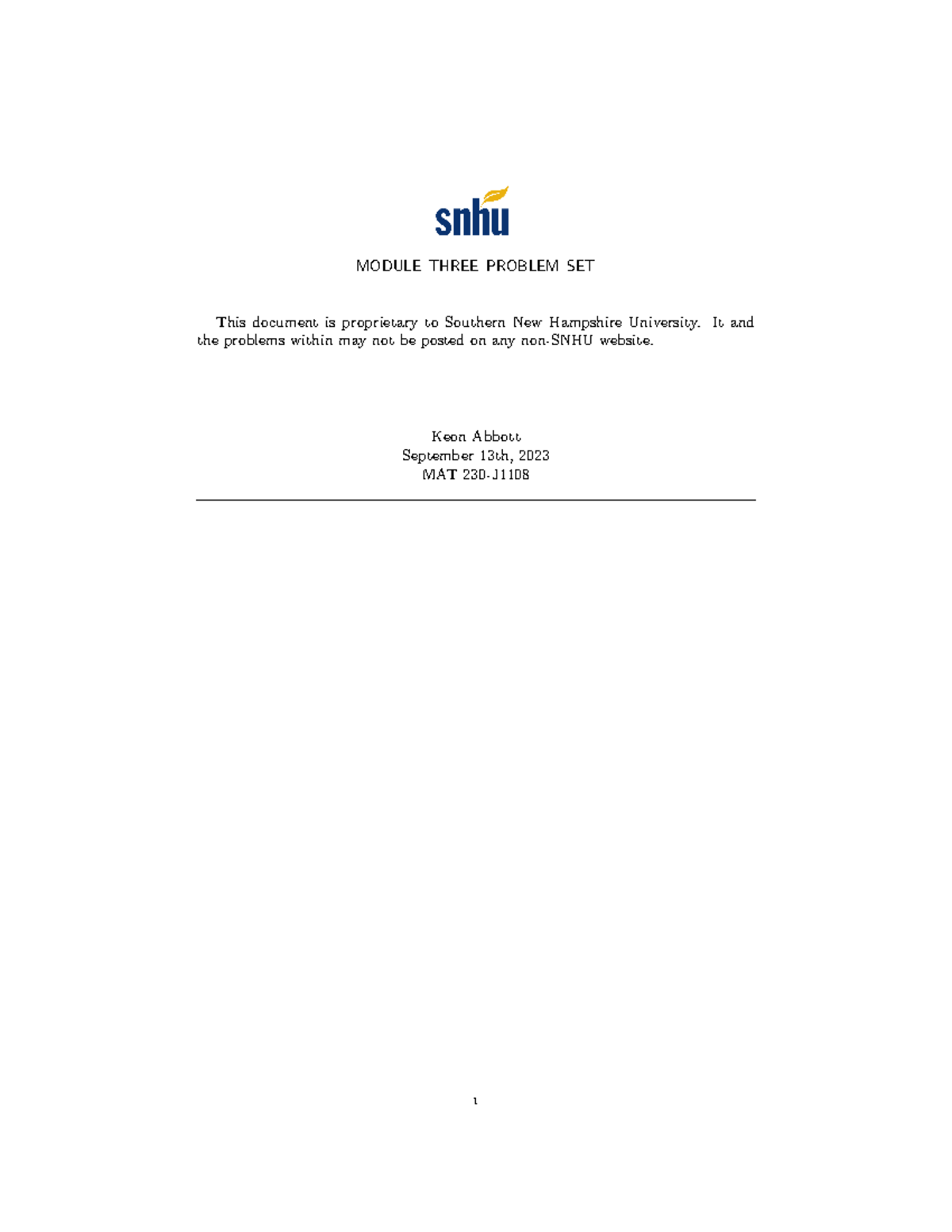 MAT 230-J Module 3 Problem Set Solutions by Keon Abbott - Studocu
