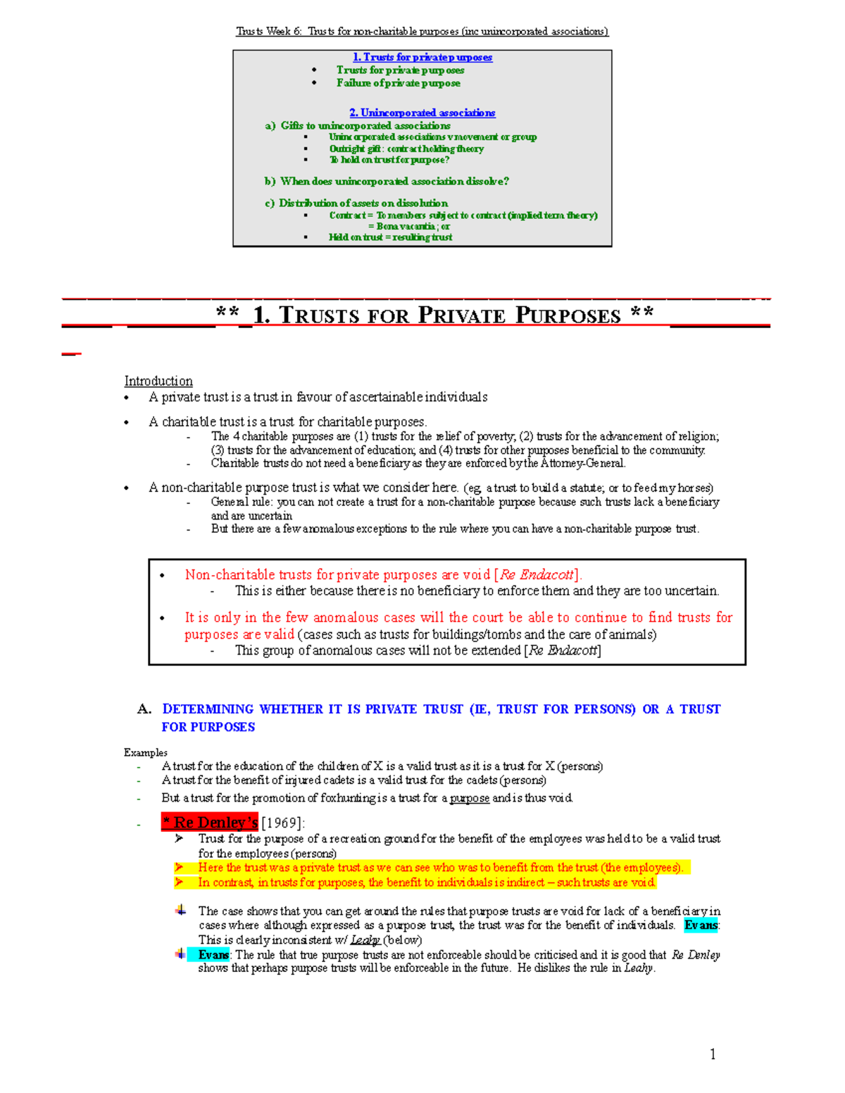 6. Purpose Trusts - Trusts Week 6: Trusts for non-charitable purposes ...