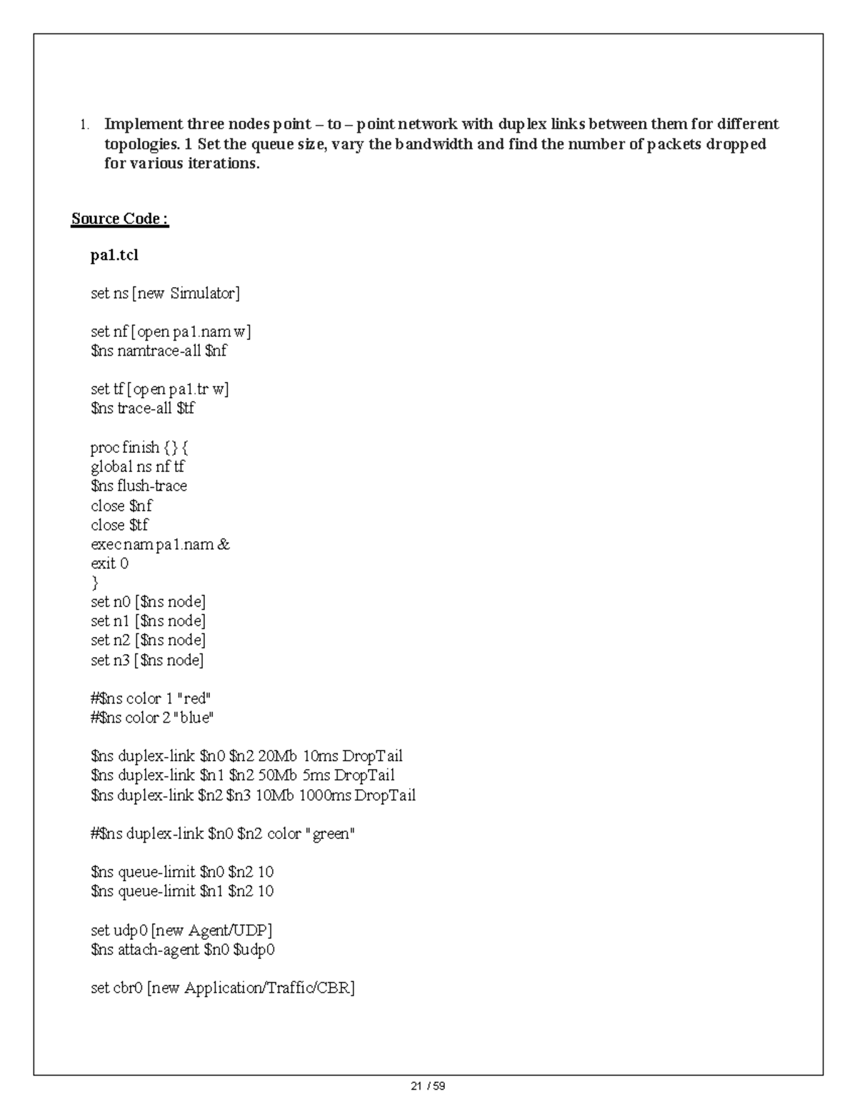 CN Lab Programs 1-3: Network Topologies & Packet Analysis - Studocu