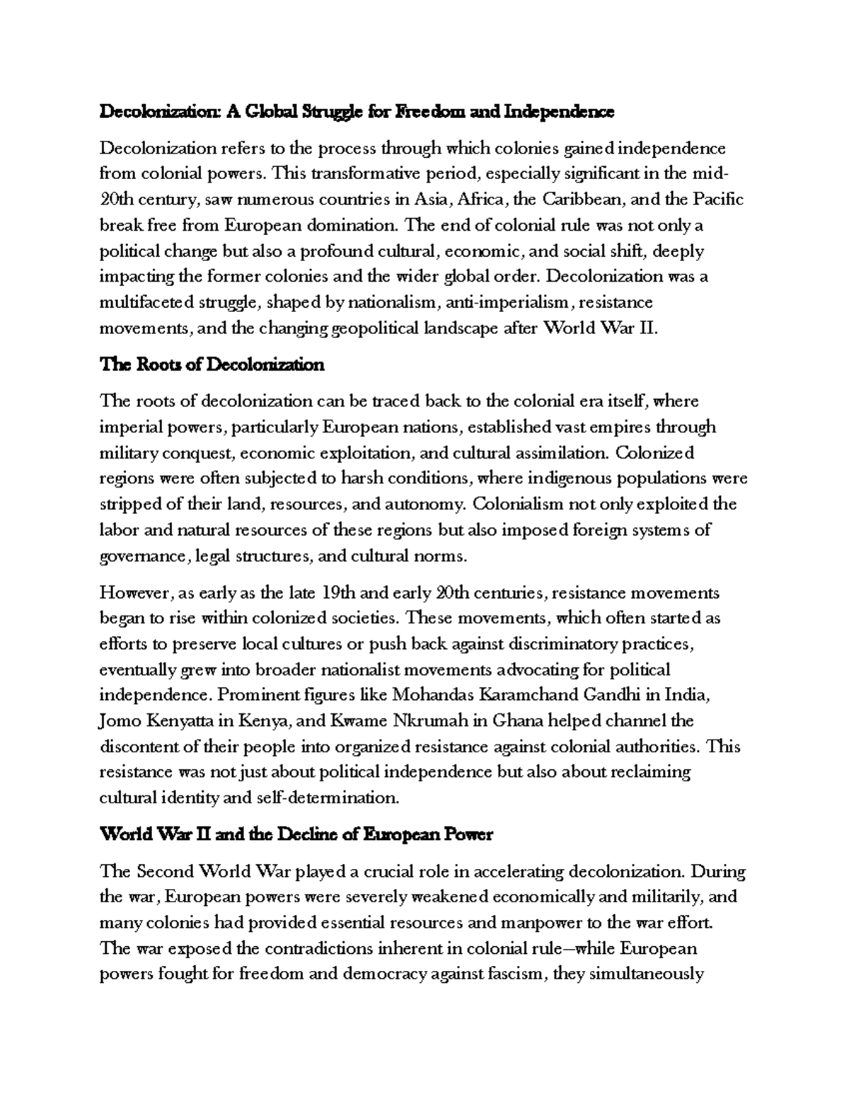 Decolonisation - for conceptual clarity - Decolonization: A Global ...