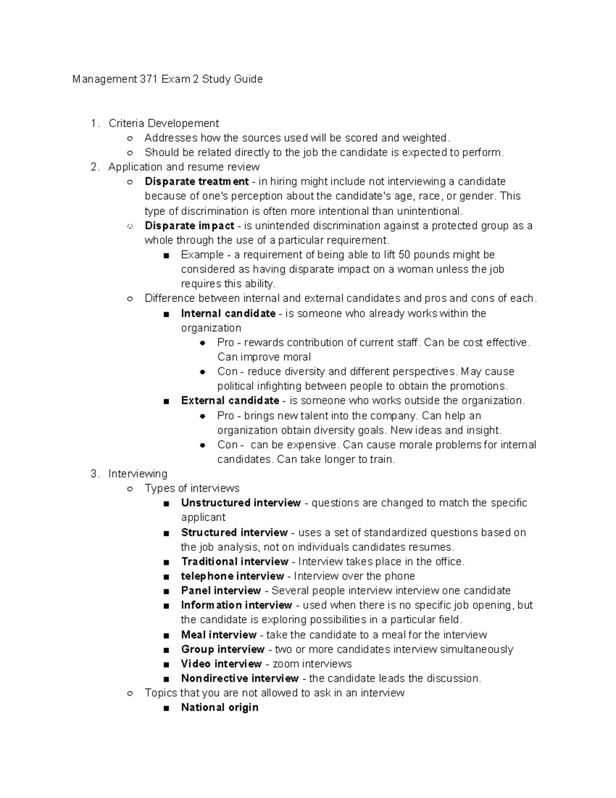 Management 371 Exam 2 Study Guide: Strategies for Employee Motivation ...