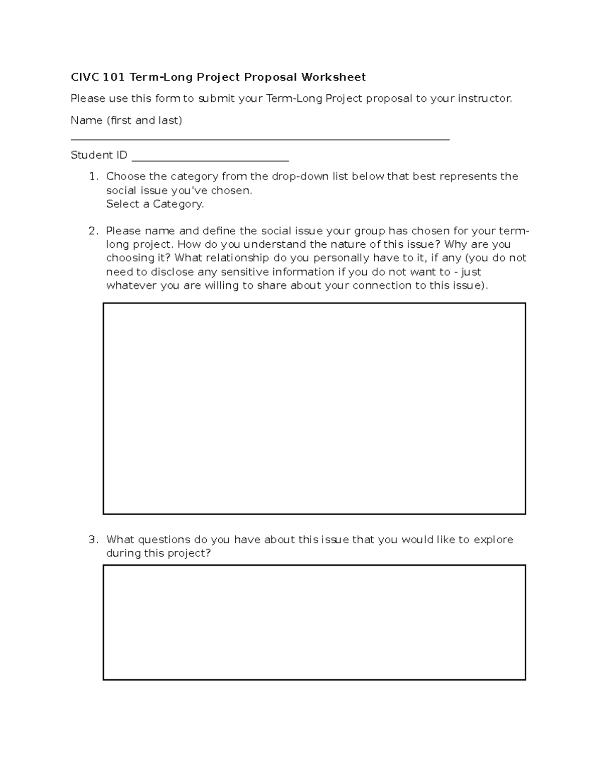 CIVC 101 Term-Long Project Proposal Worksheet Instructions - Studocu