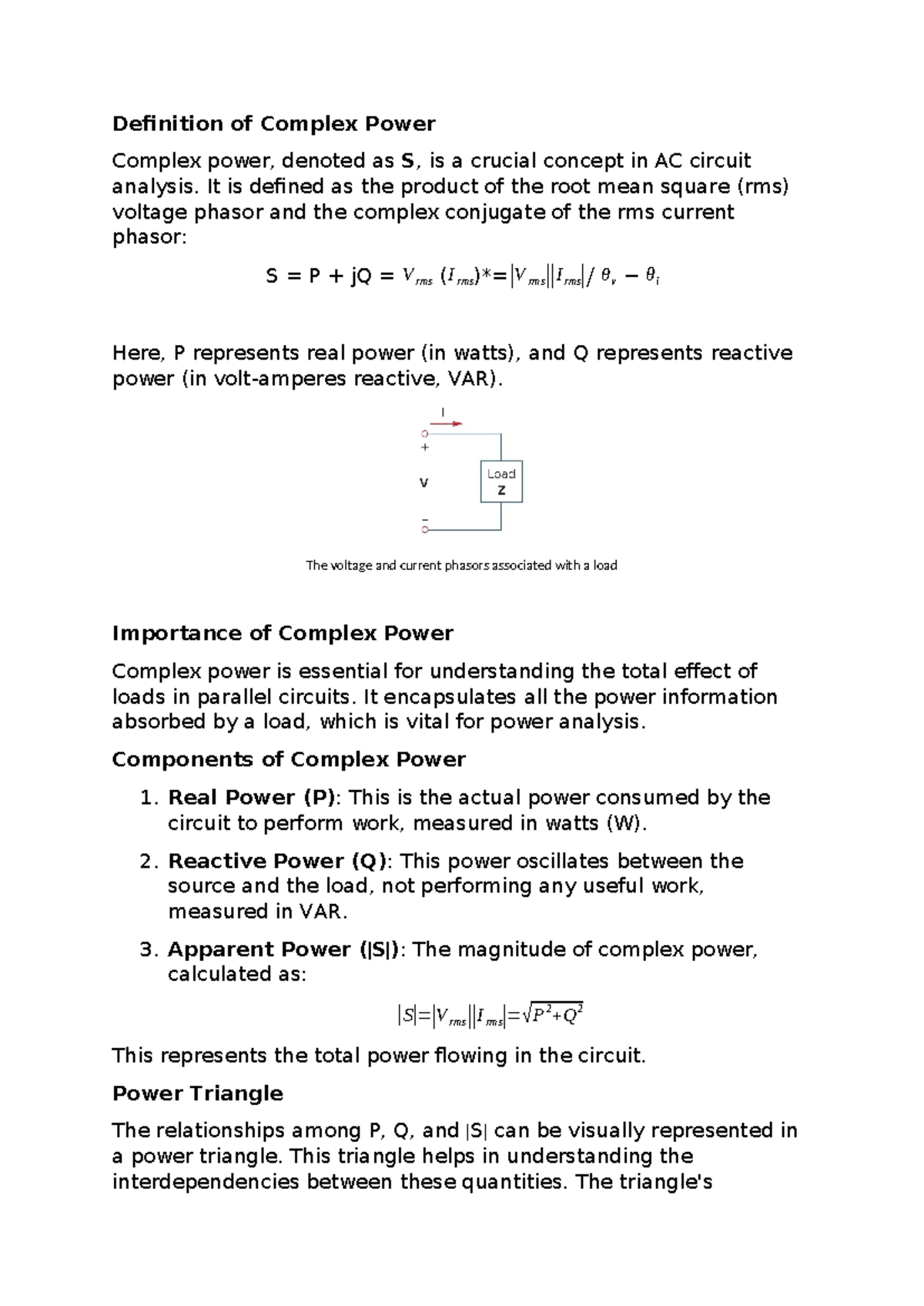 Definition of Complex Power - Definition of Complex Power Complex power ...