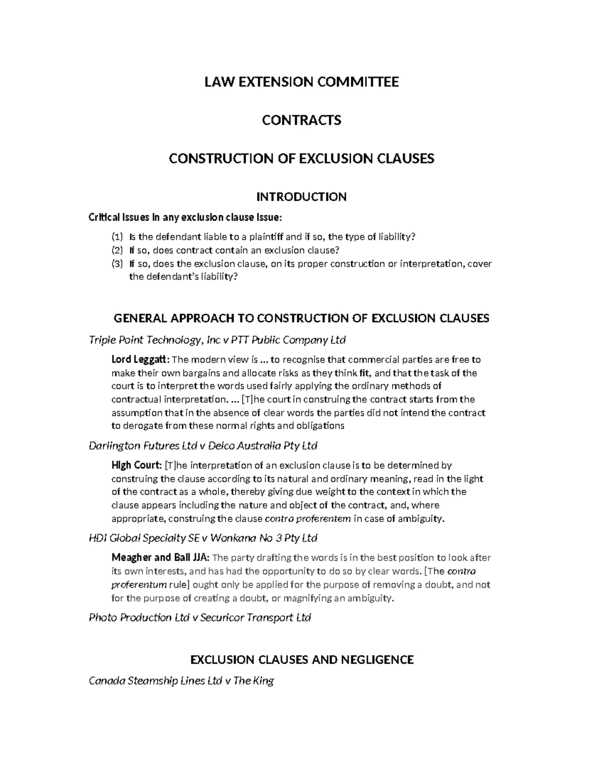 Contract Law - W6 - Construction of Contractual Terms (Chapter 12 ...