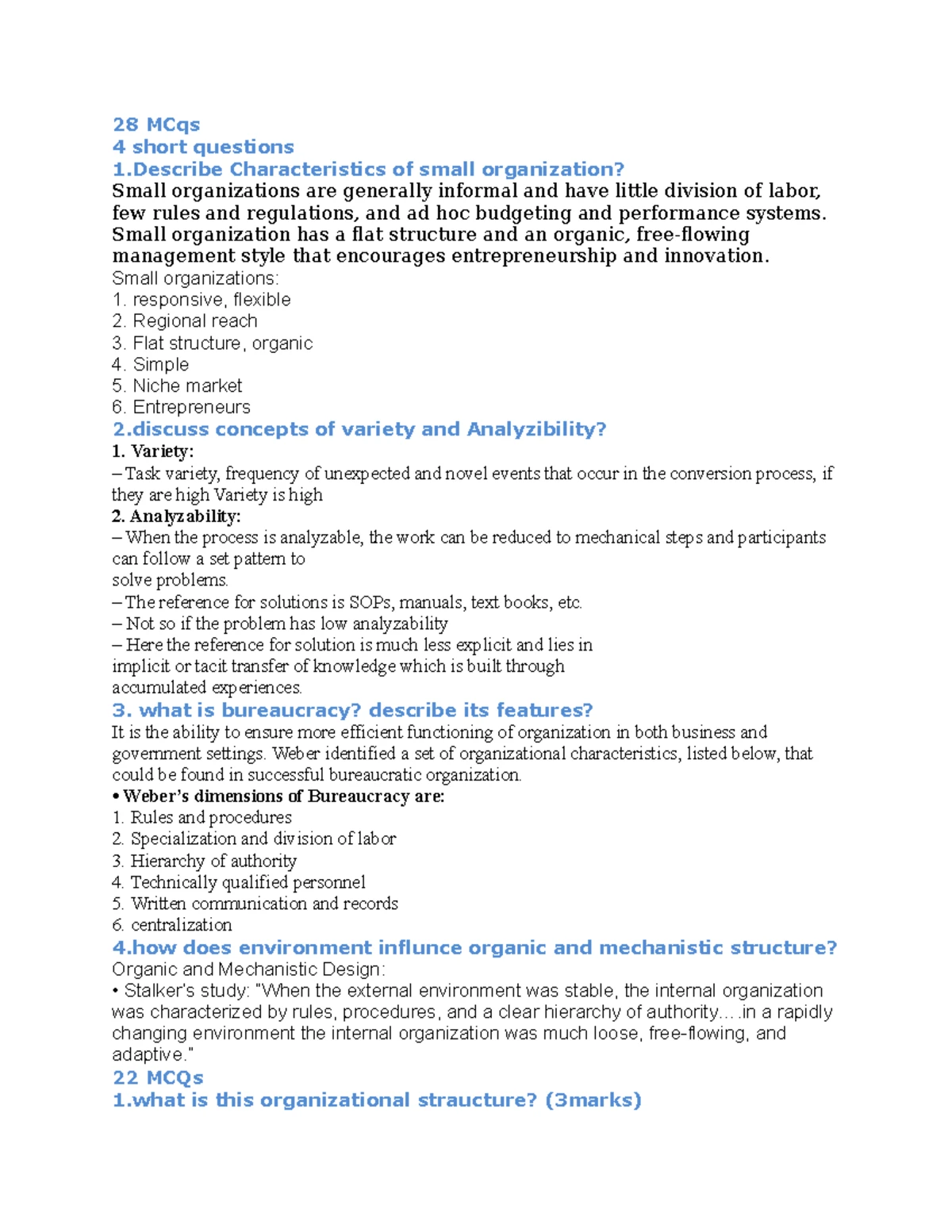 MGT503 MCQs Bilingual Sample - MGT503 - Principles of Management 100 ...