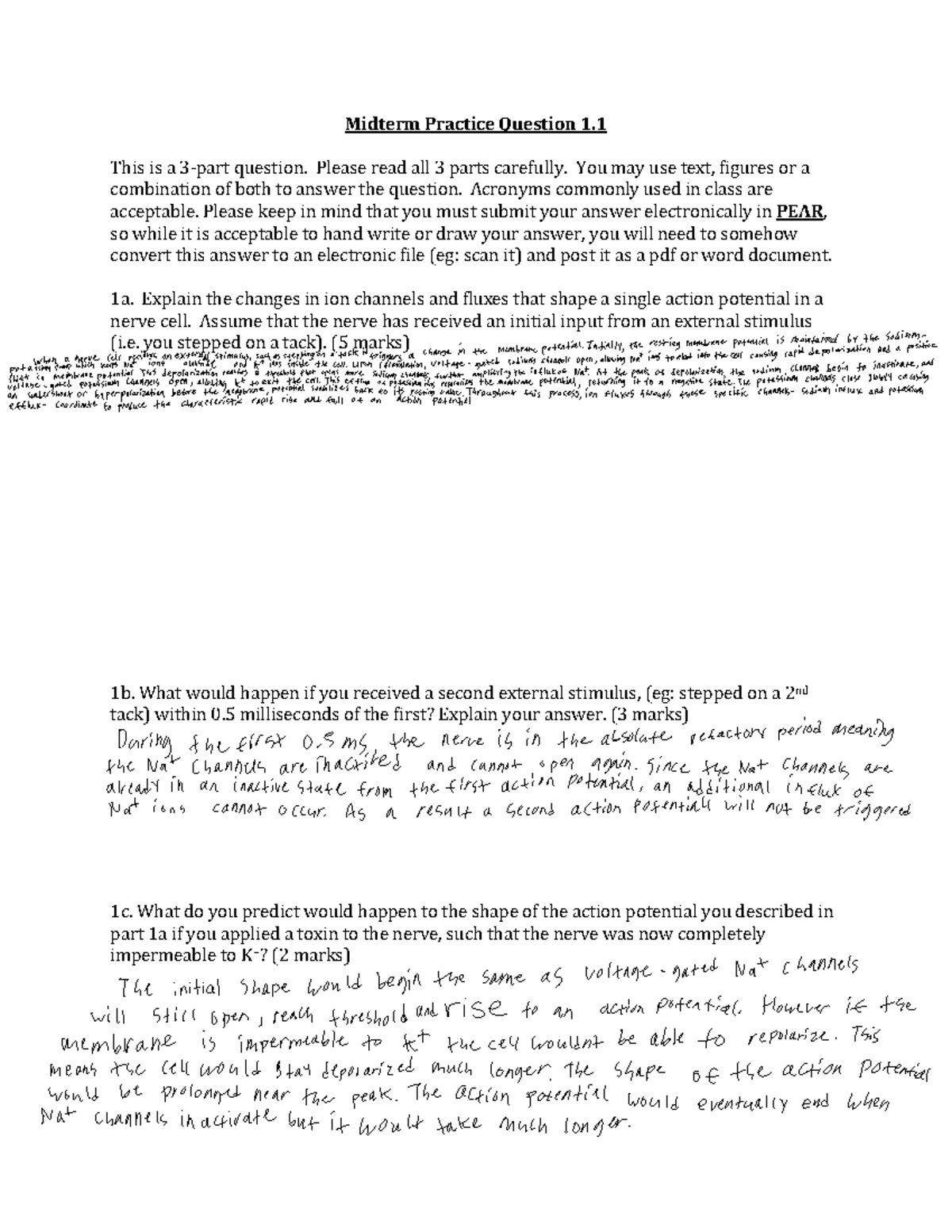 Midterm 1.1 Practice Question - This is a 3-part question. Please read ...