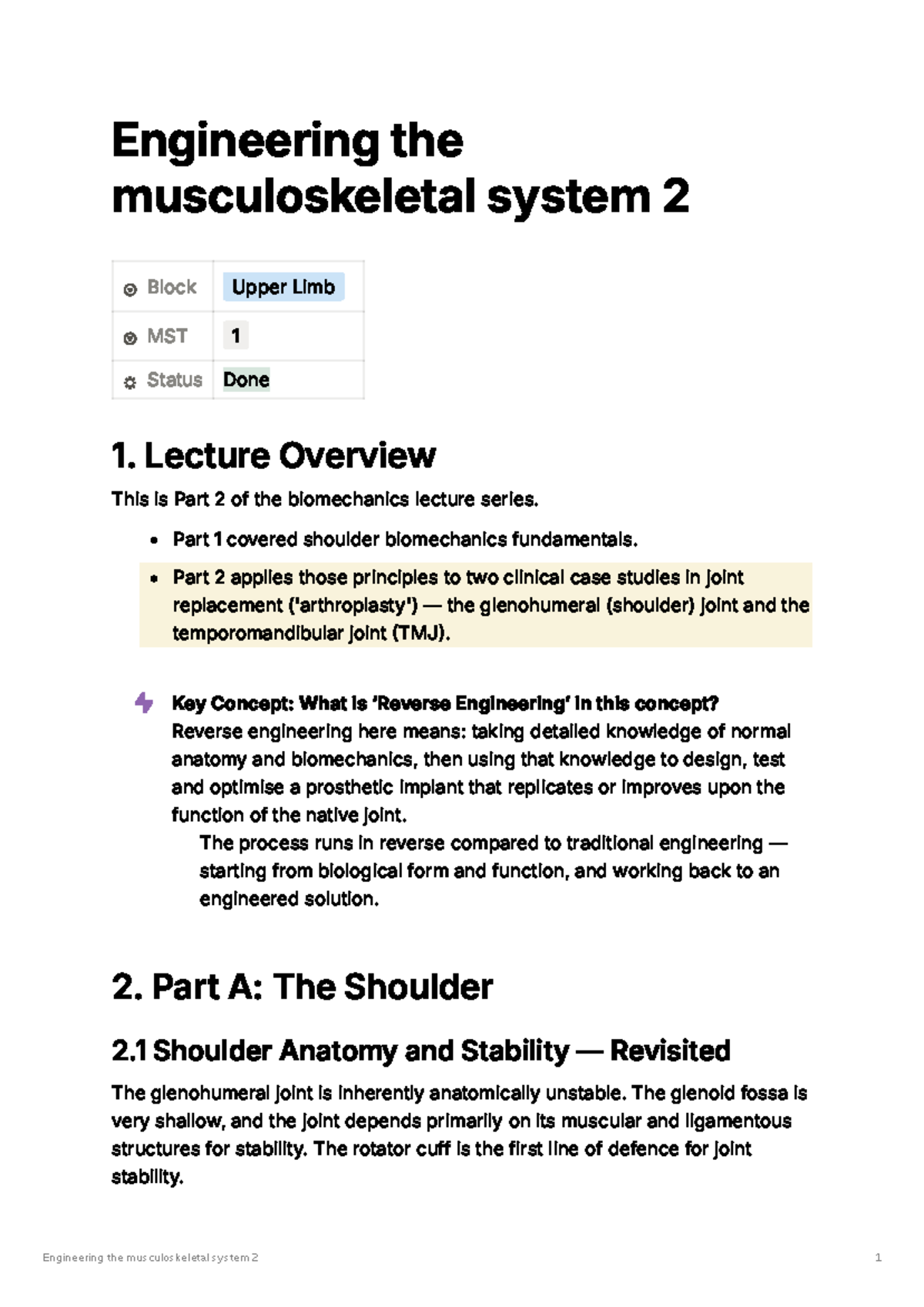 Engineering the Musculoskeletal System 2: Upper Limb & TMJ Case Studies ...