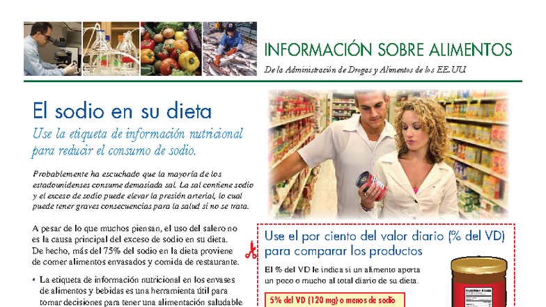 Guía sobre el Sodio en la Dieta: Información de la FDA - Studocu