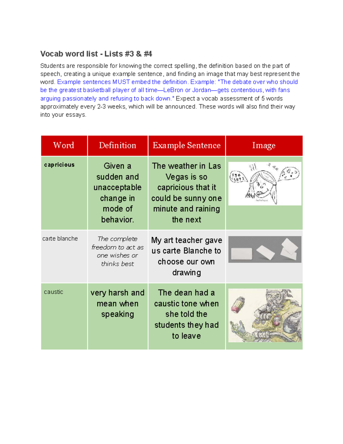 2025 Vocab Word Lists: Definitions, Examples & Images - Studocu