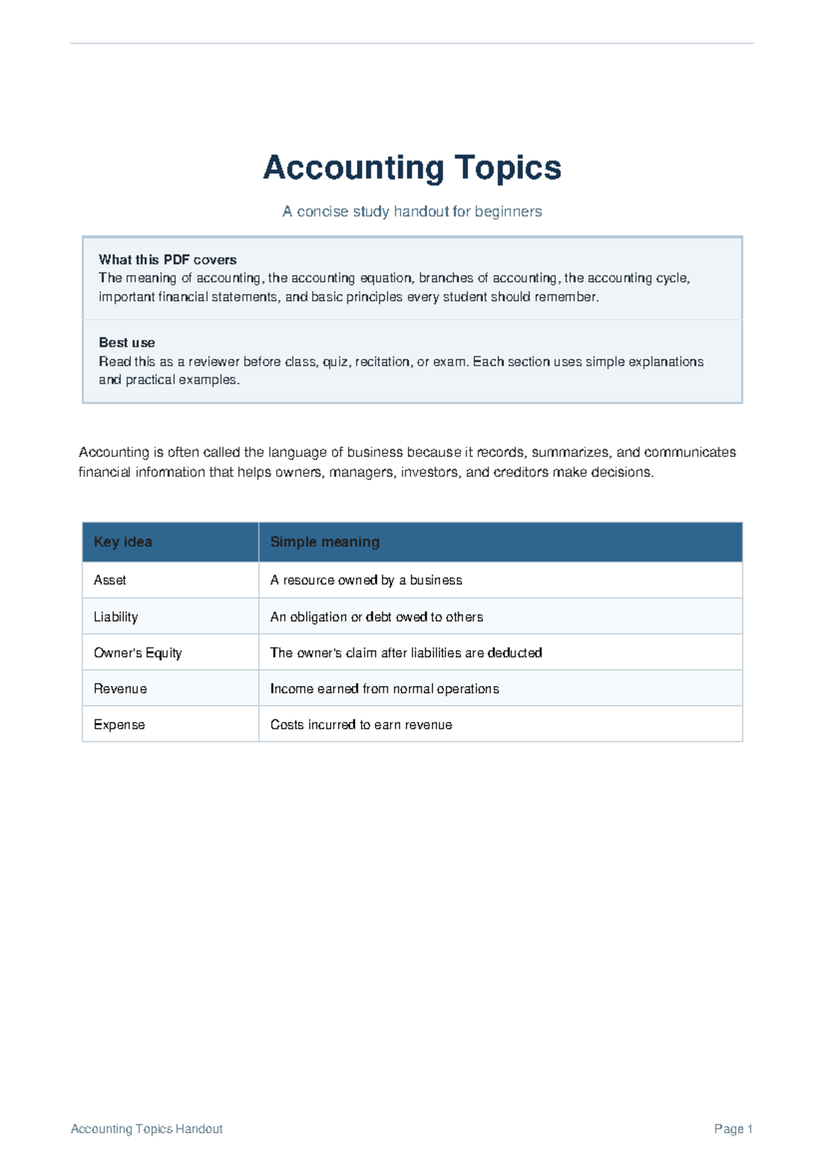 ACC 101: Beginner's Guide to Key Accounting Concepts and Principles ...