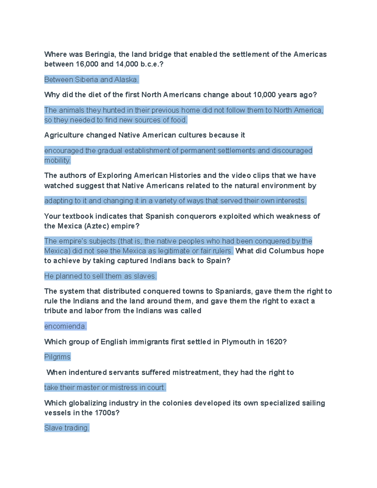 Exam 1 Sample Questions for History Course HIST101 - Studocu