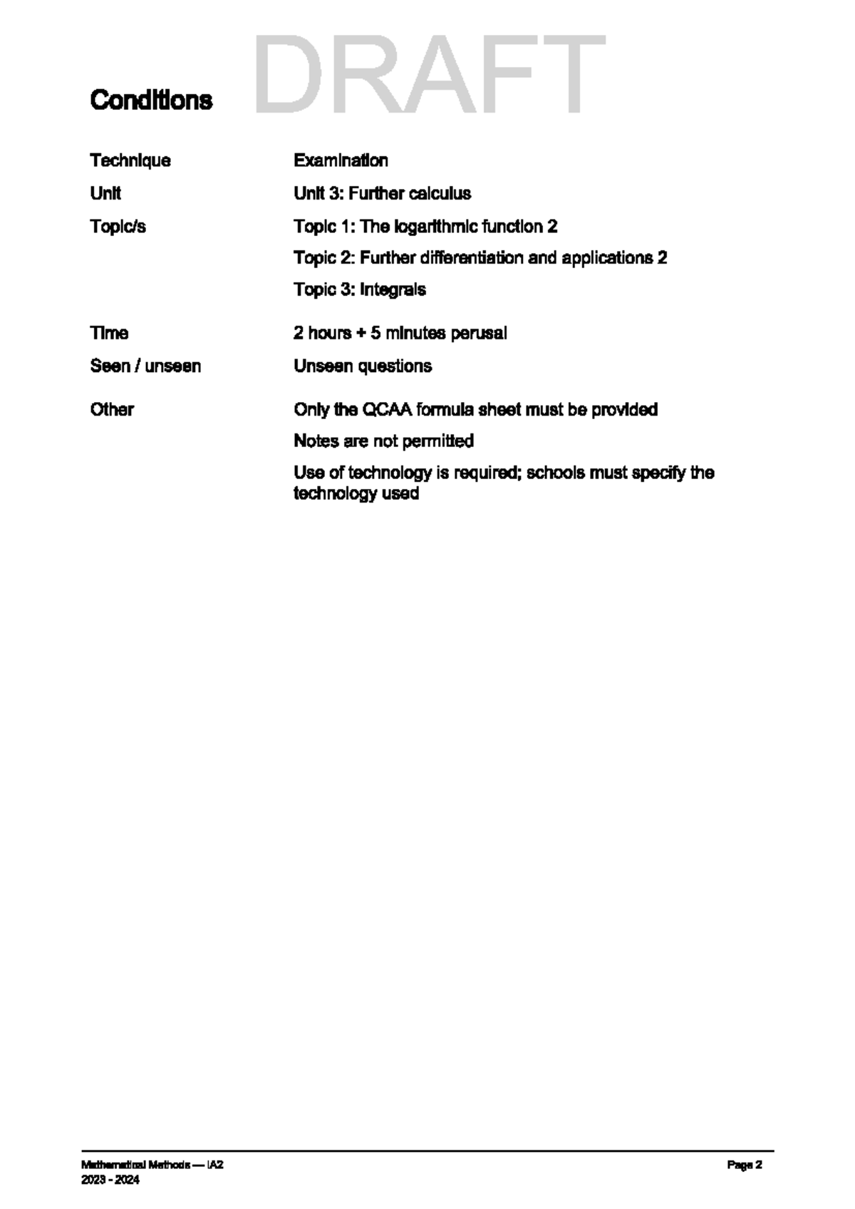 Mathematical Methods IA2 Exam Paper 2: Further Calculus & Applications ...