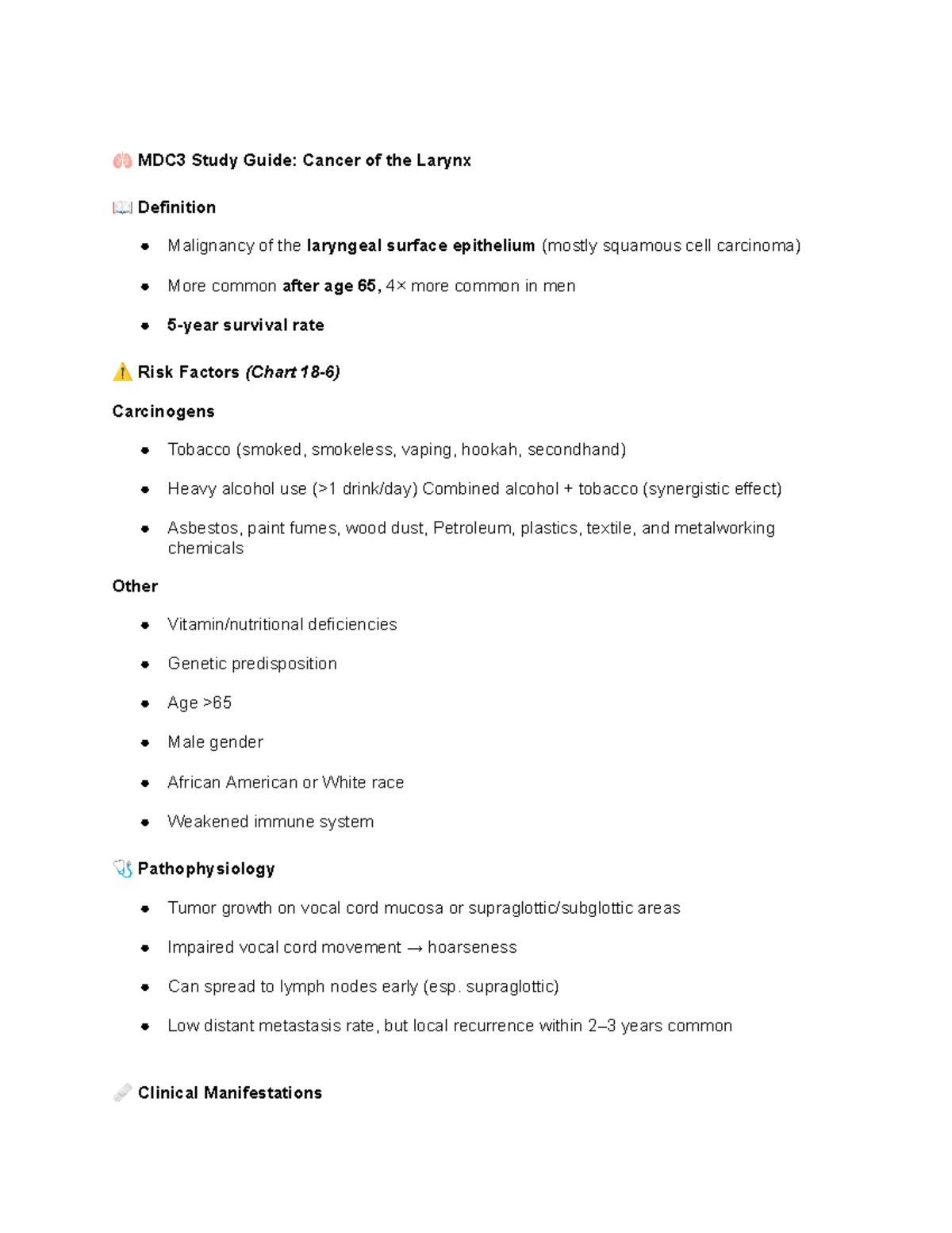 MDC3 Study Guide: Understanding Cancer of the Larynx - Studocu