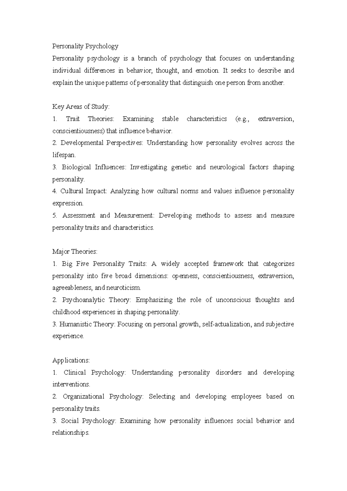 Personality Psychology: Key Theories and Applications in Behavior ...