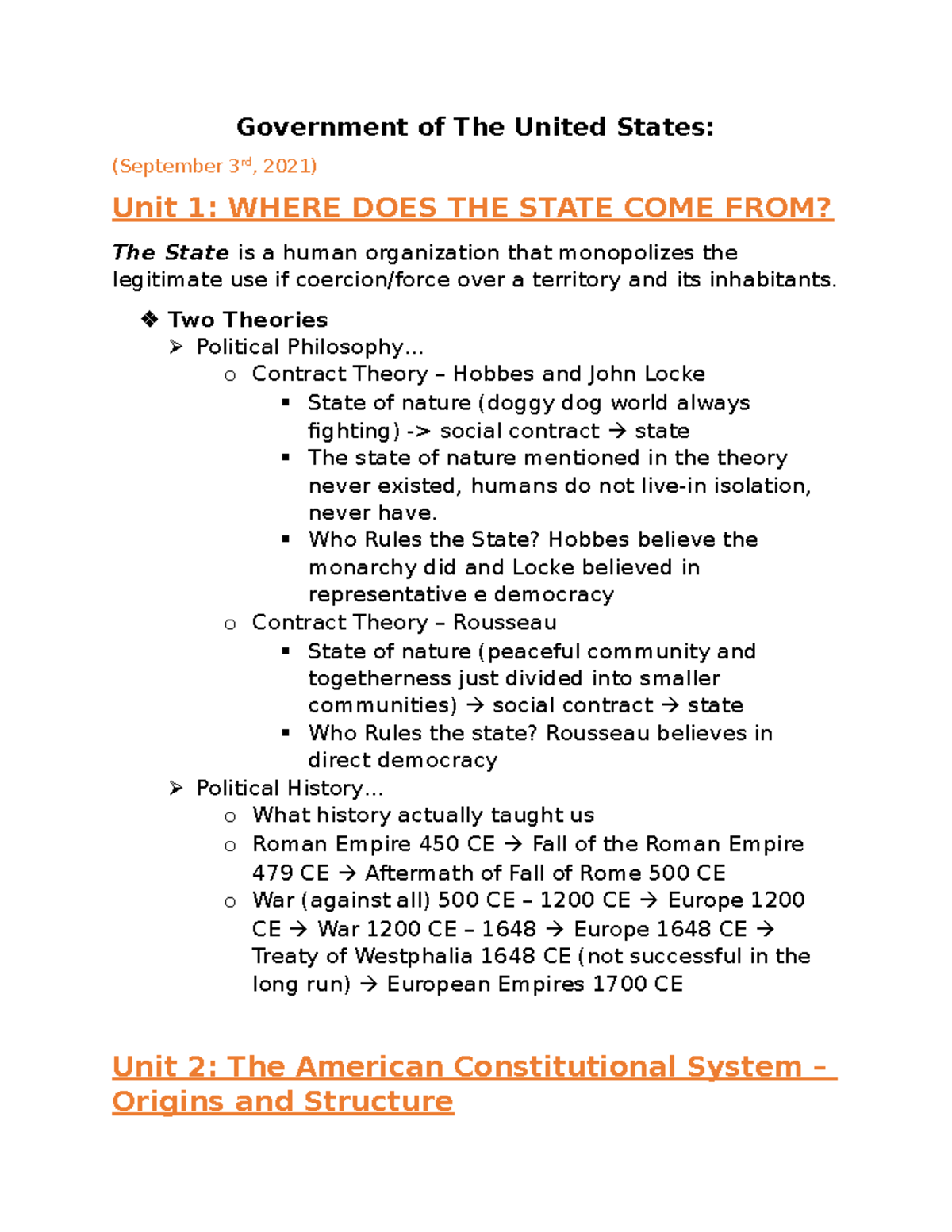 POS 101 Final Exam Notes: Origins, Structure, and Institutions of ...