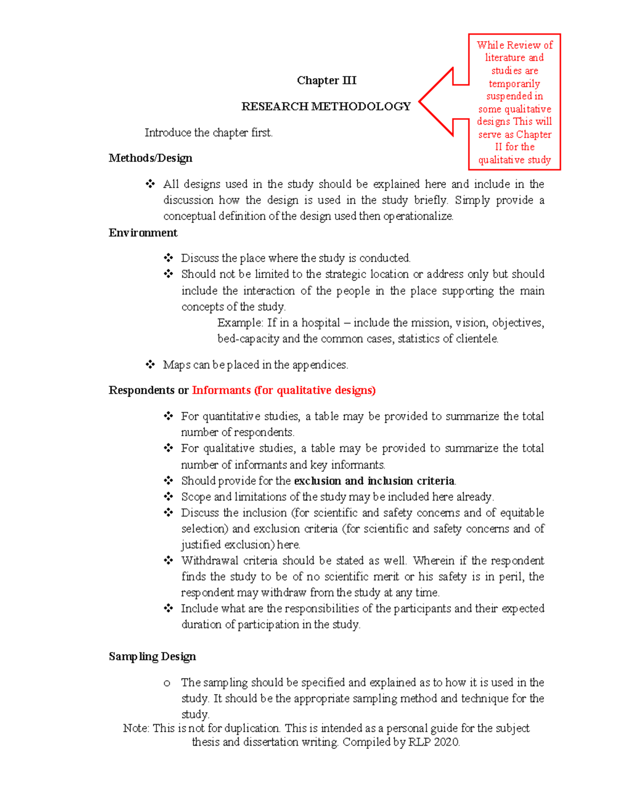 Guide to Making Chapter 3: Research Methodology Insights - Studocu