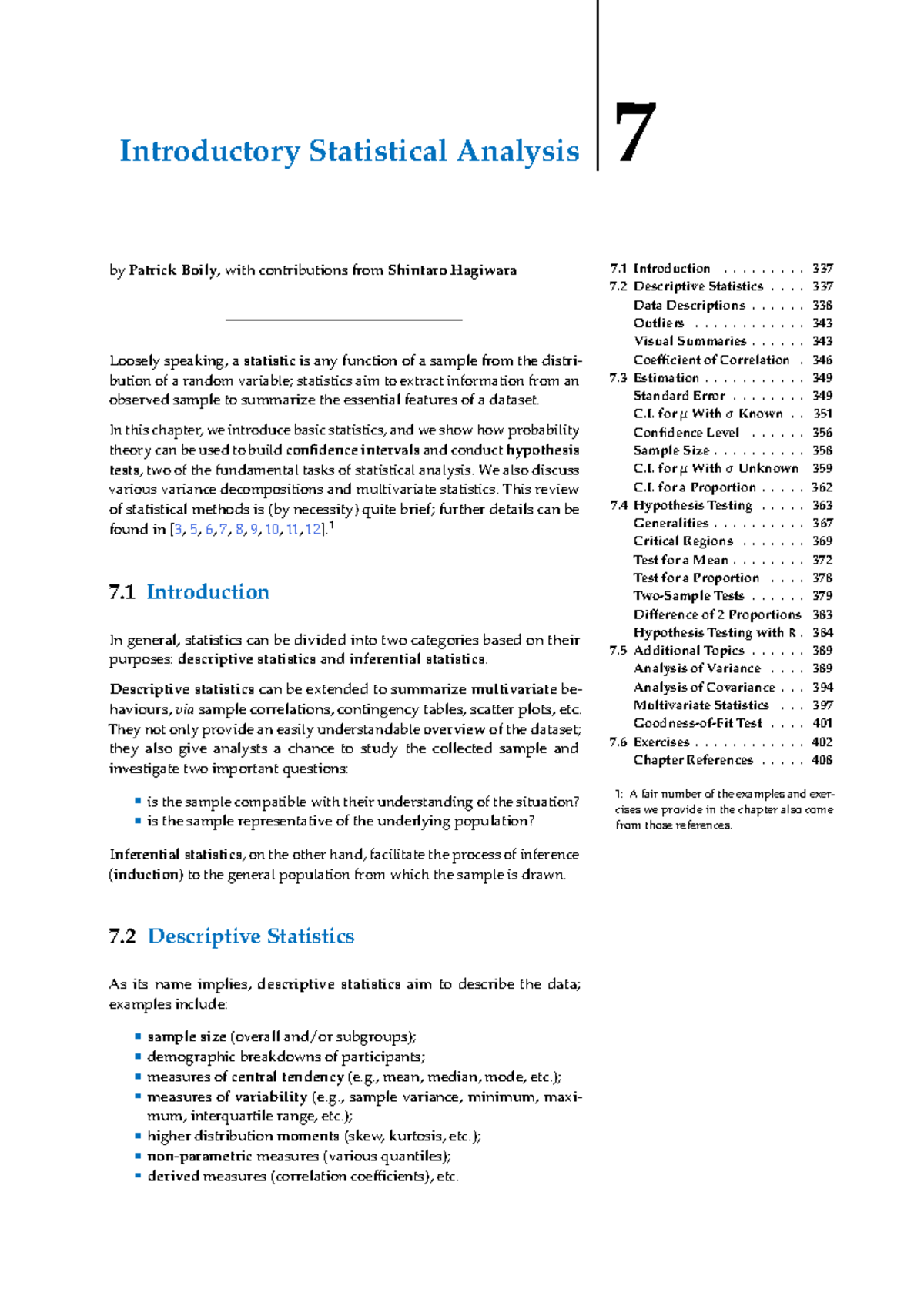 Introductory Statistical Analysis: Chapter 7 Overview and Key Concepts ...