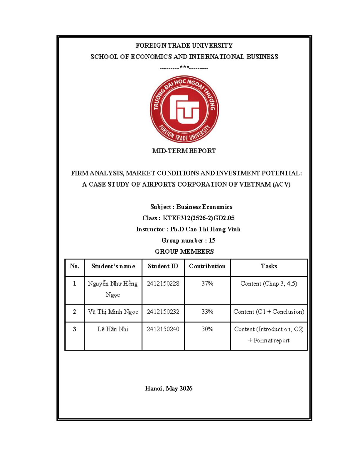 Midterm Report: Firm Analysis & Investment Potential of ACV (KTDN ...