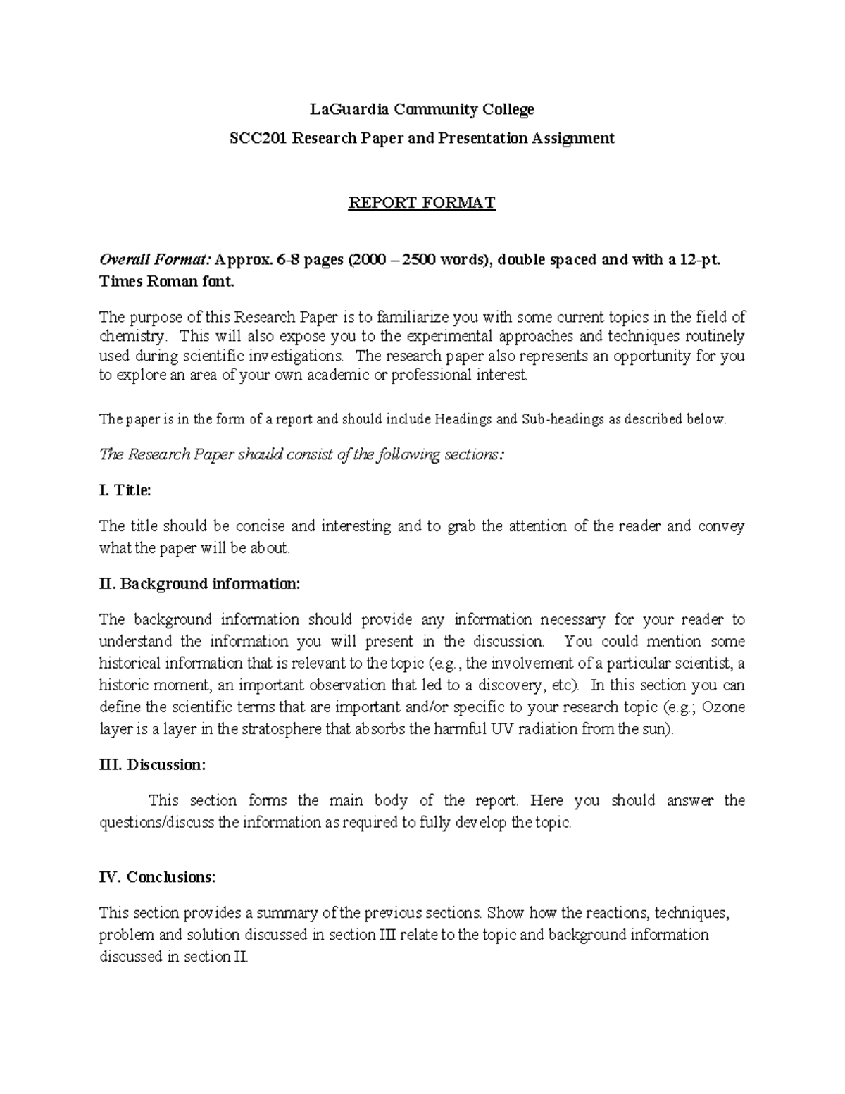 SCC201 Research Paper Format Guidelines for Chemistry Assignments - Studocu