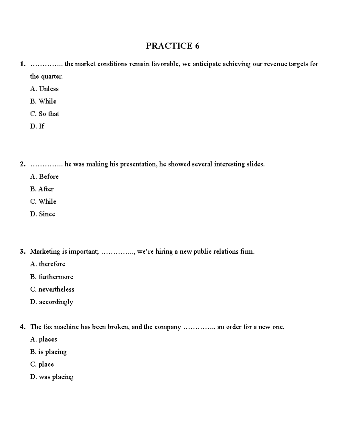 Practice 6-10: Reading Comprehension Exercises and Answers - Studocu