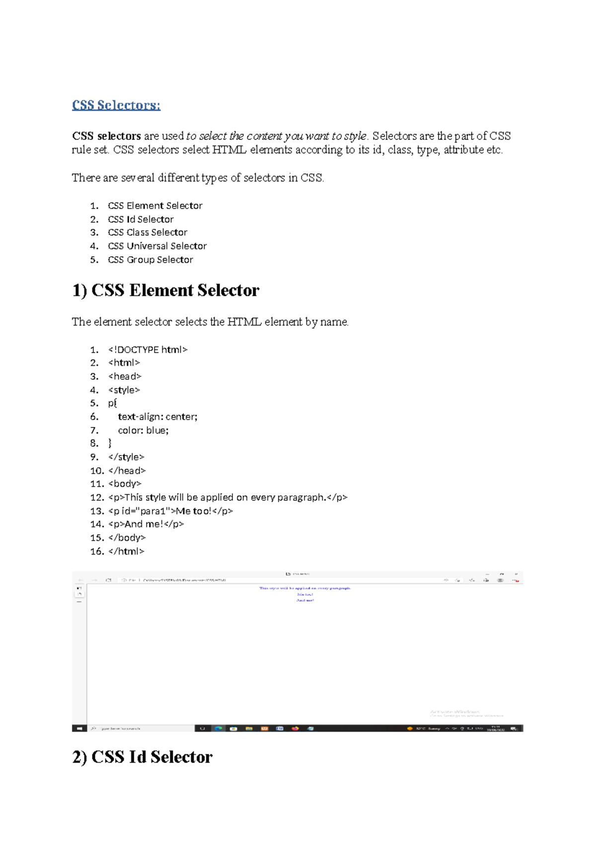 CSS Selectors Overview and Examples - html css - Studocu
