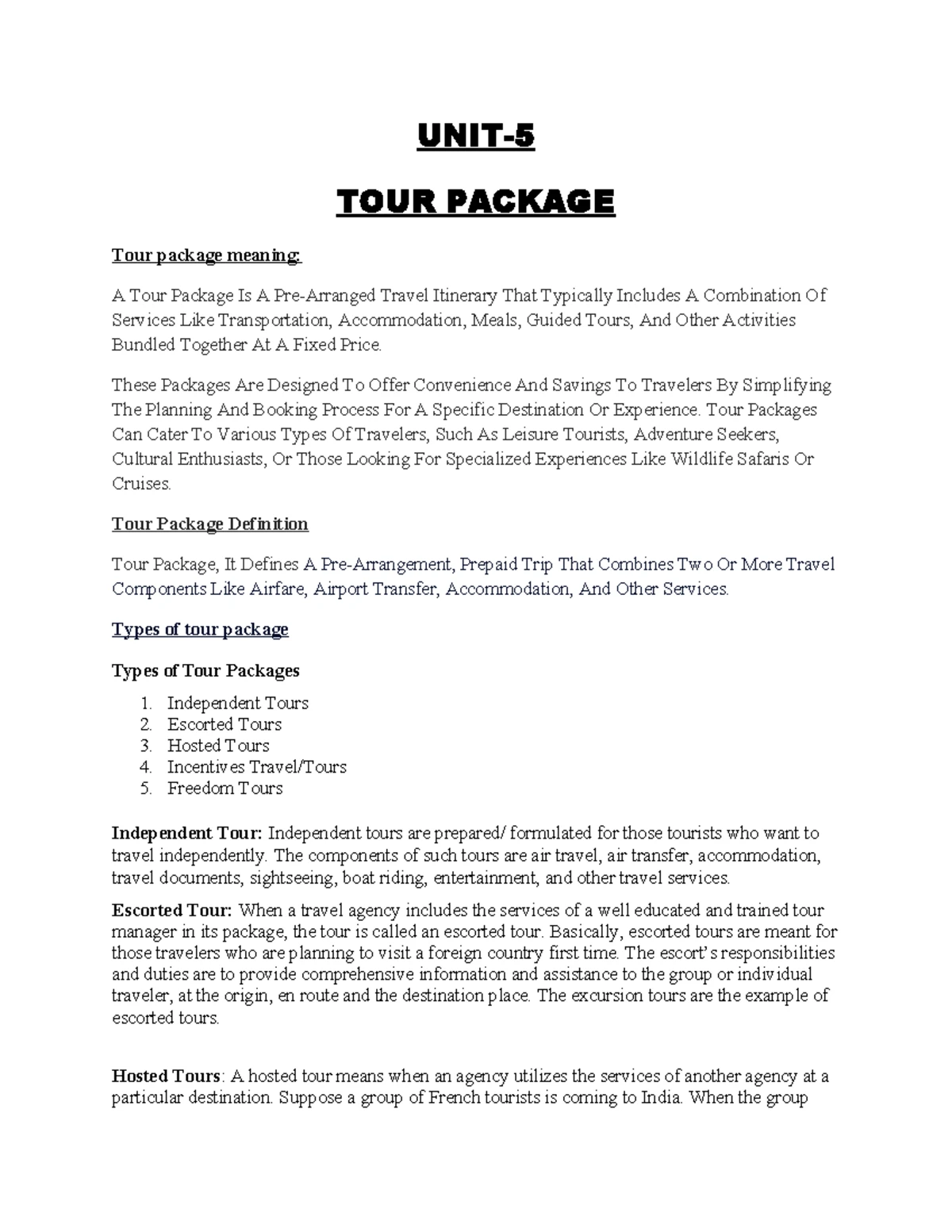 Travel Agency Services Overview - UNIT TWO TI Notes - Studocu