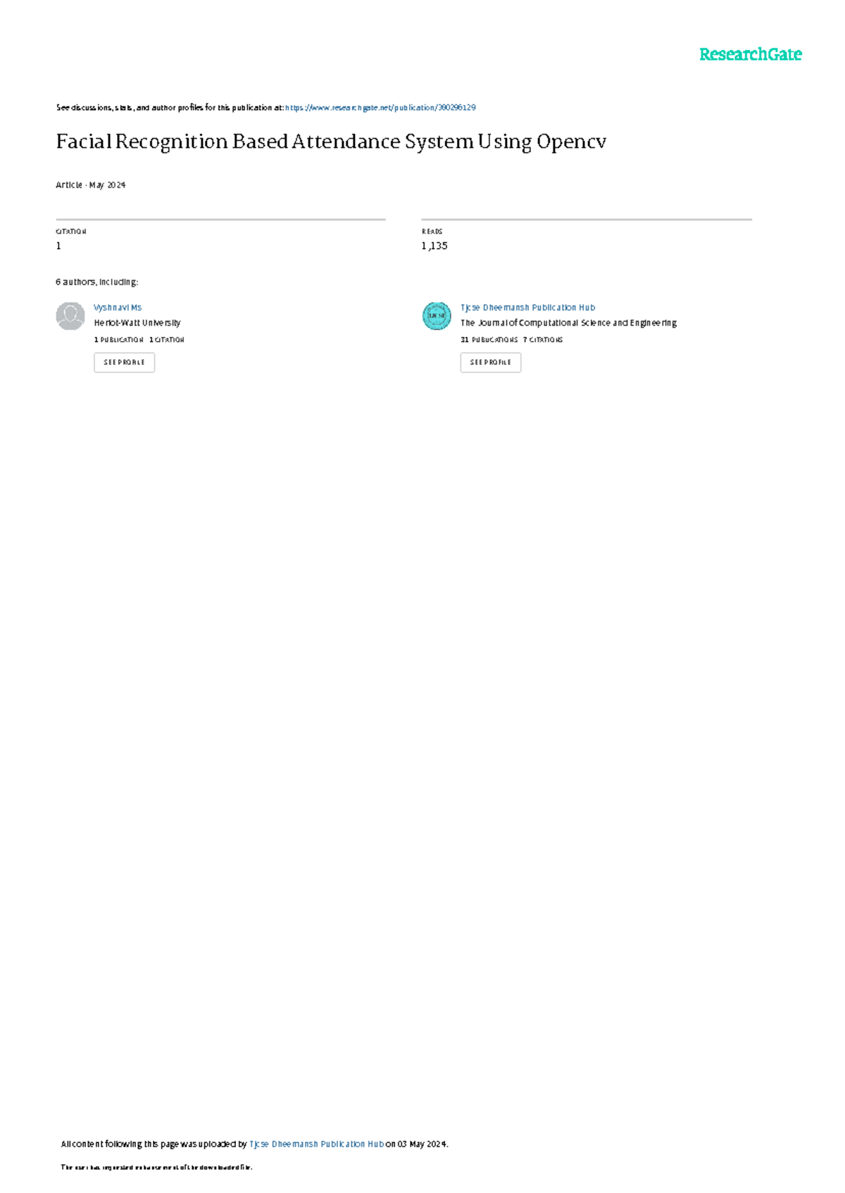 Facial Recognition system - See discussions, stats, and author profiles ...